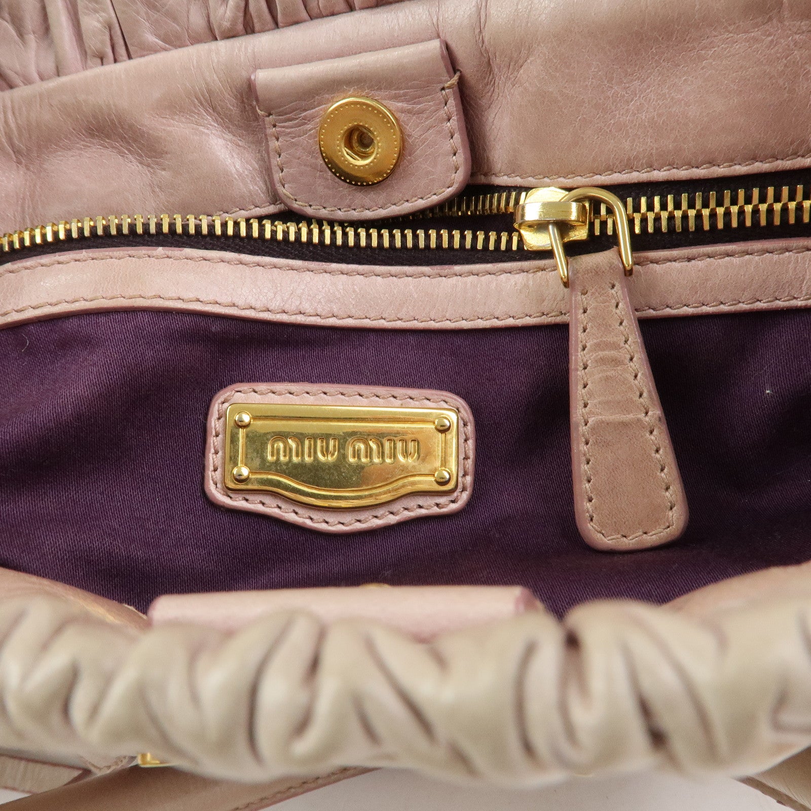 MIU MIU Logo Leather 2Way Bag Shoulder Bag Hand Bag Pink RT0383