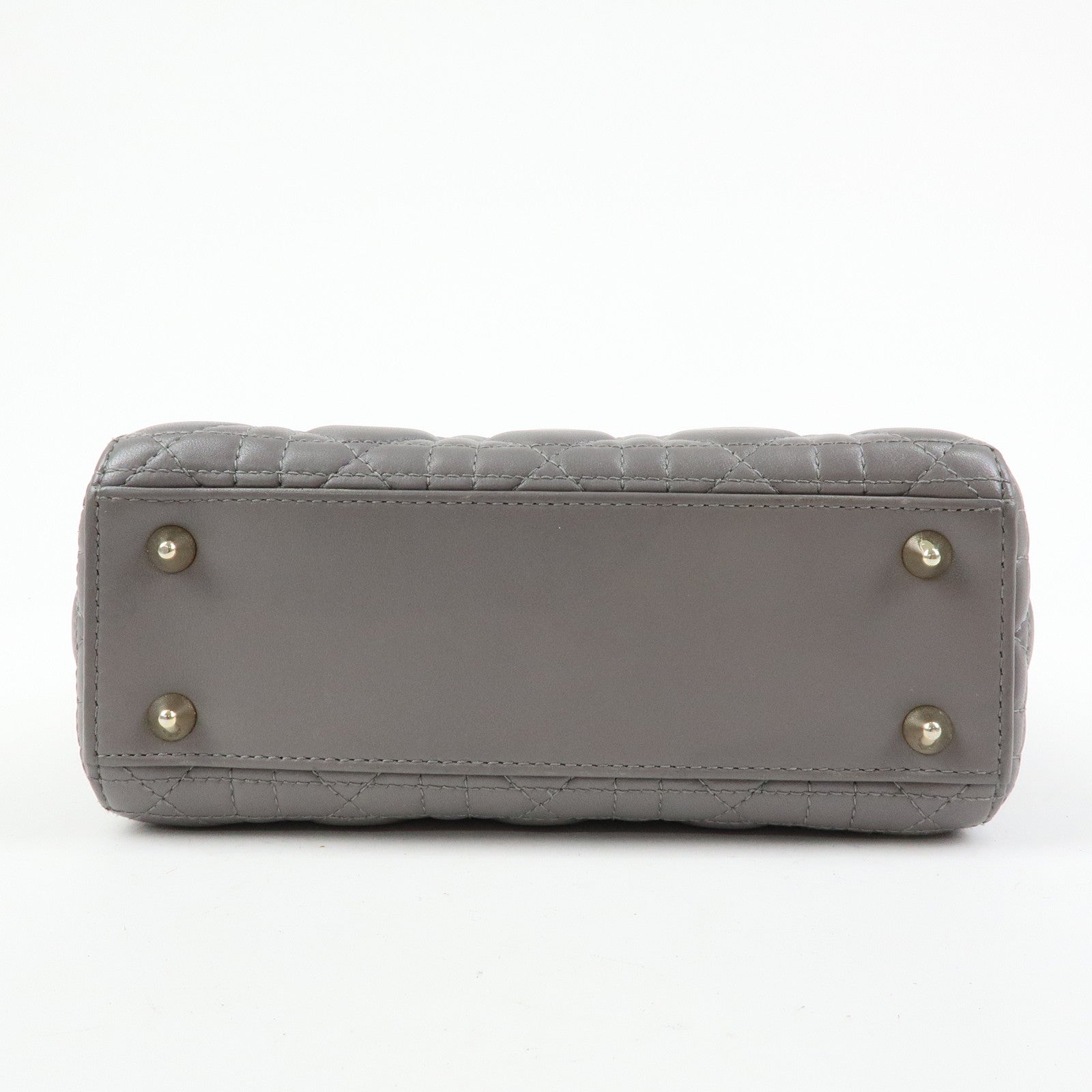 Christian Dior Lady Dior Cannage Leather 2Way Bag Hand Bag Gray