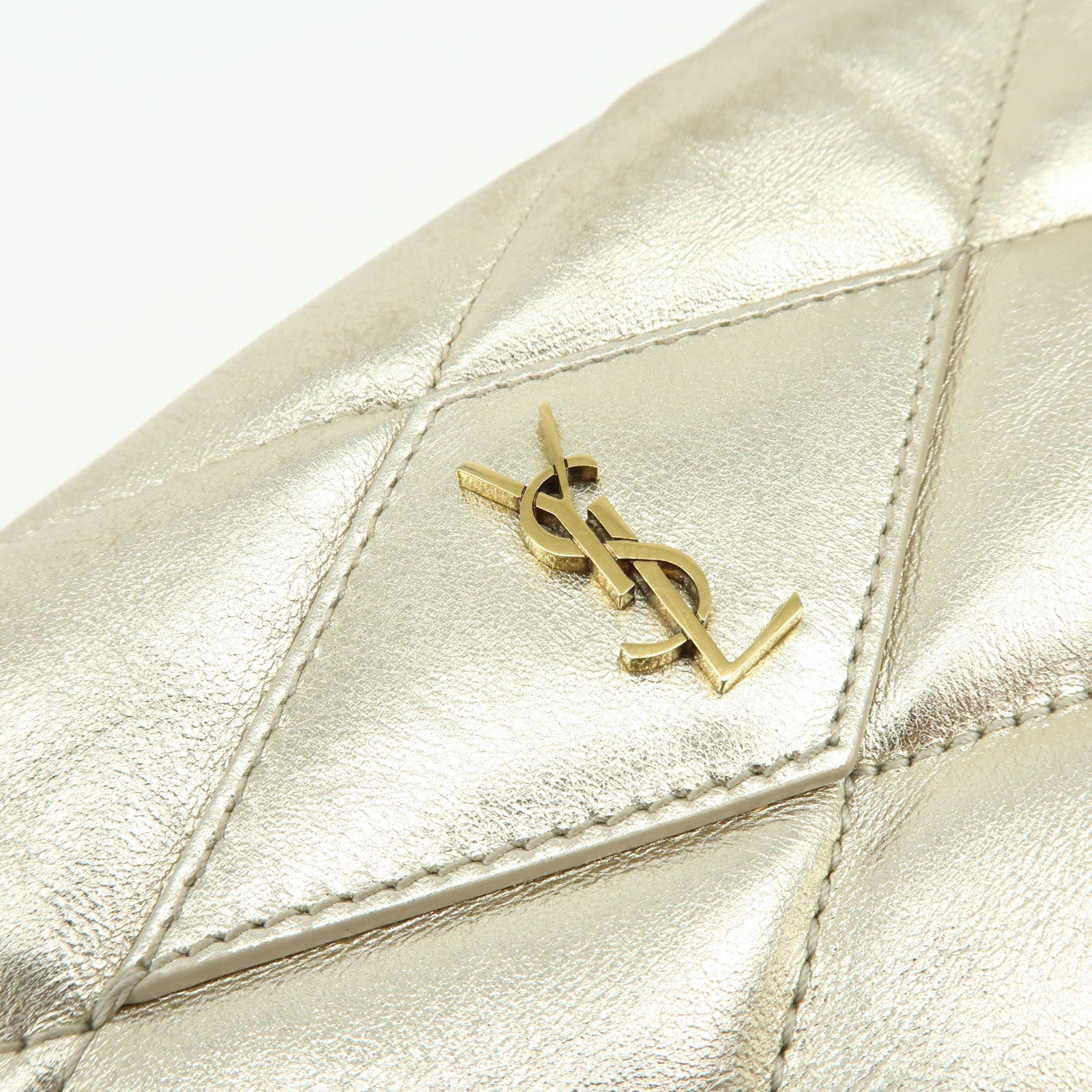 SAINT LAURENT PARIS Sade Leather Clutch Bag Gold 1655004