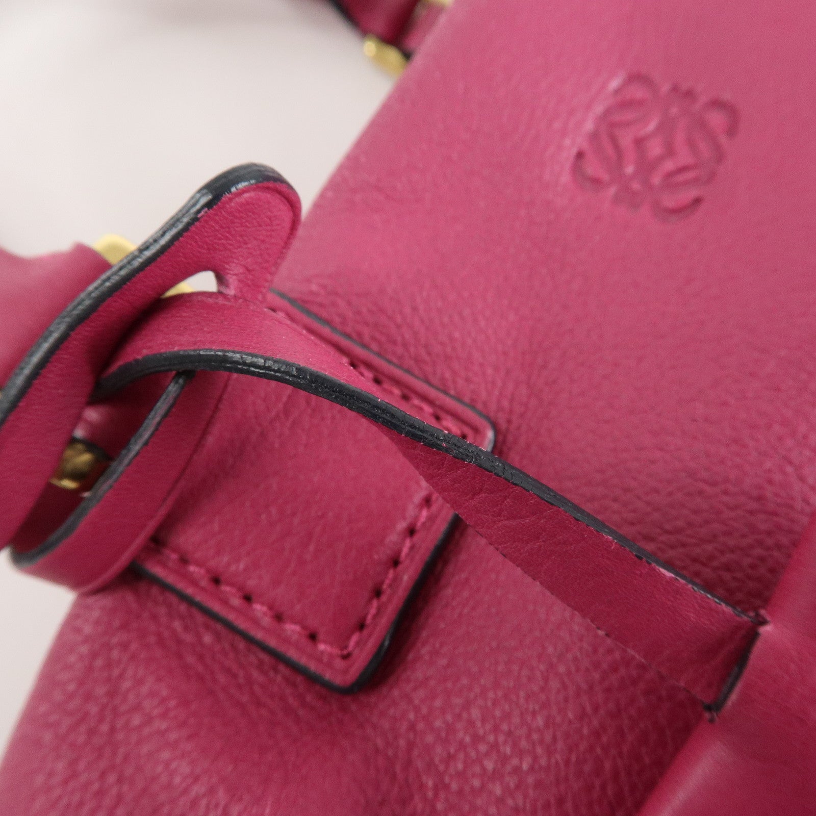 LOEWE Anagram Leather 2WAY Hand Bag Shoulder Bag Hot Pink Used