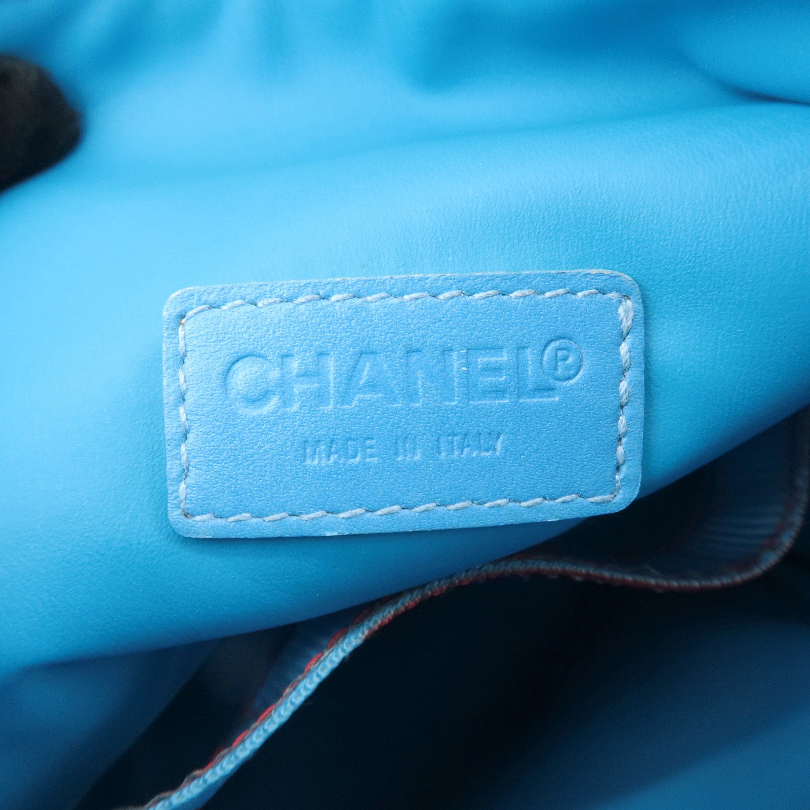 CHANEL Sportsline COCO Mark Nylon Canvas Shoulder Bag Red Blue Used