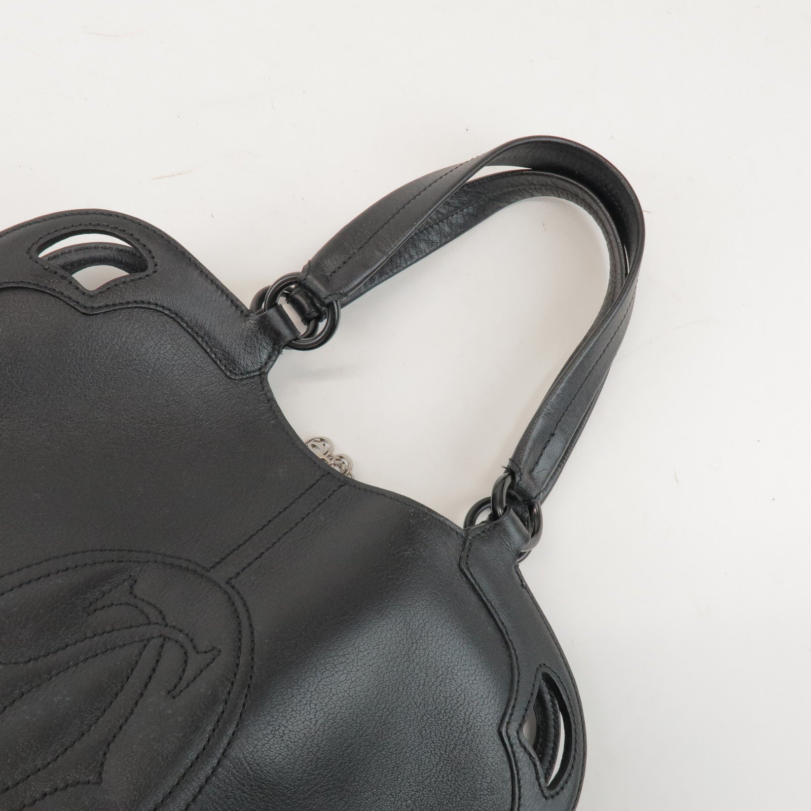 Cartier Must de Cartier Leather Hand Bag Tote Bag Black