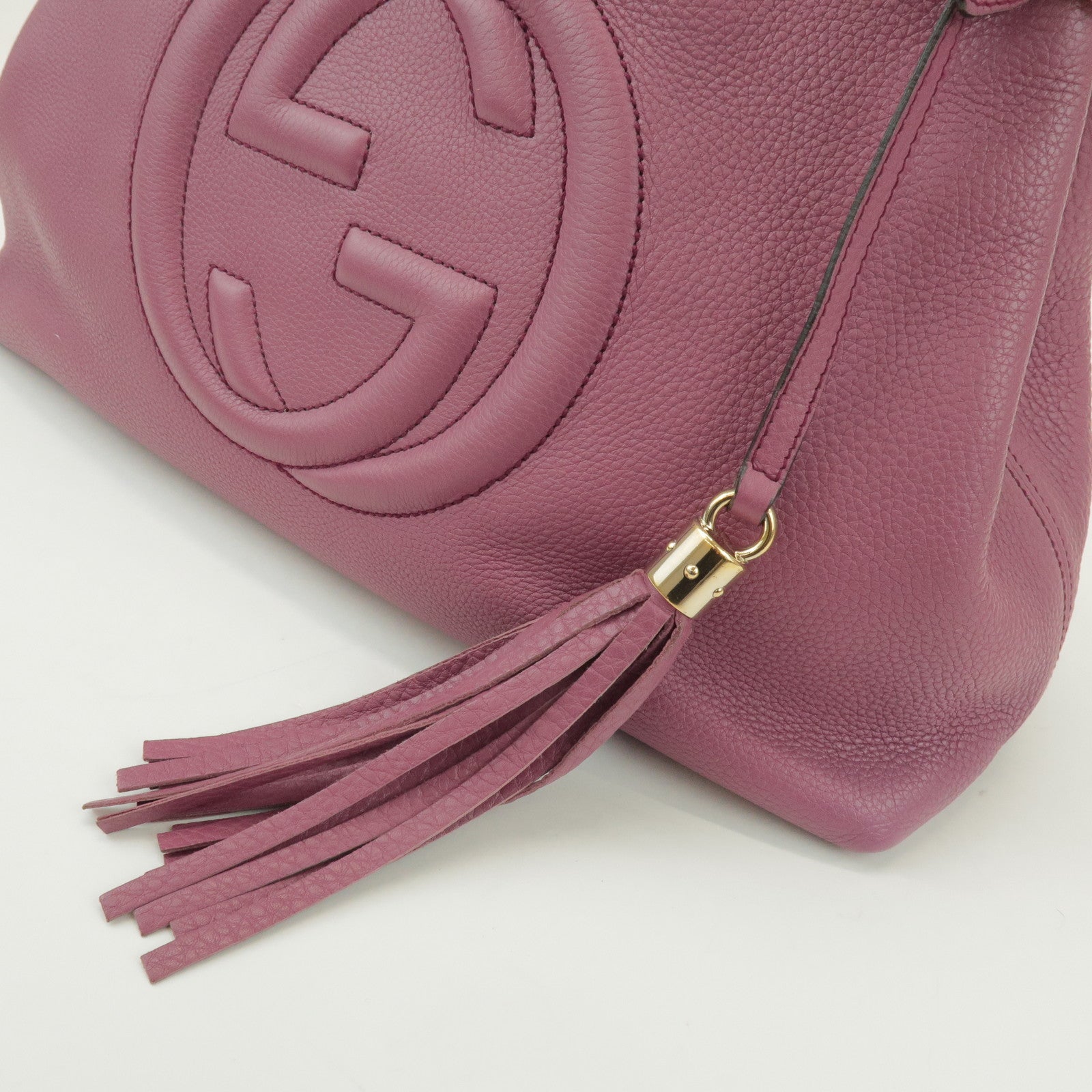 GUCCI SOHO Interlocking G Leather Chain Shoulder Bag Pink 308982