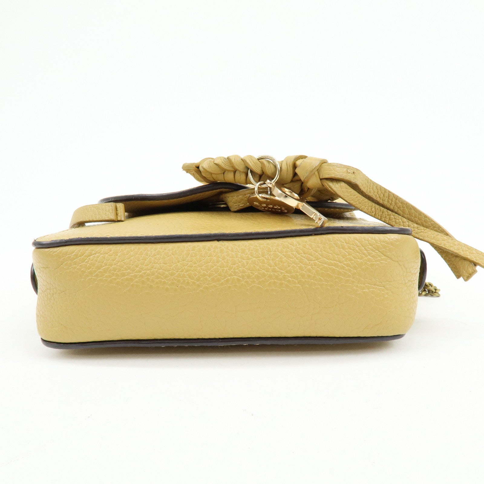 Chloe See by Chloe Leather Suede Chain Shoulder Bag Beige