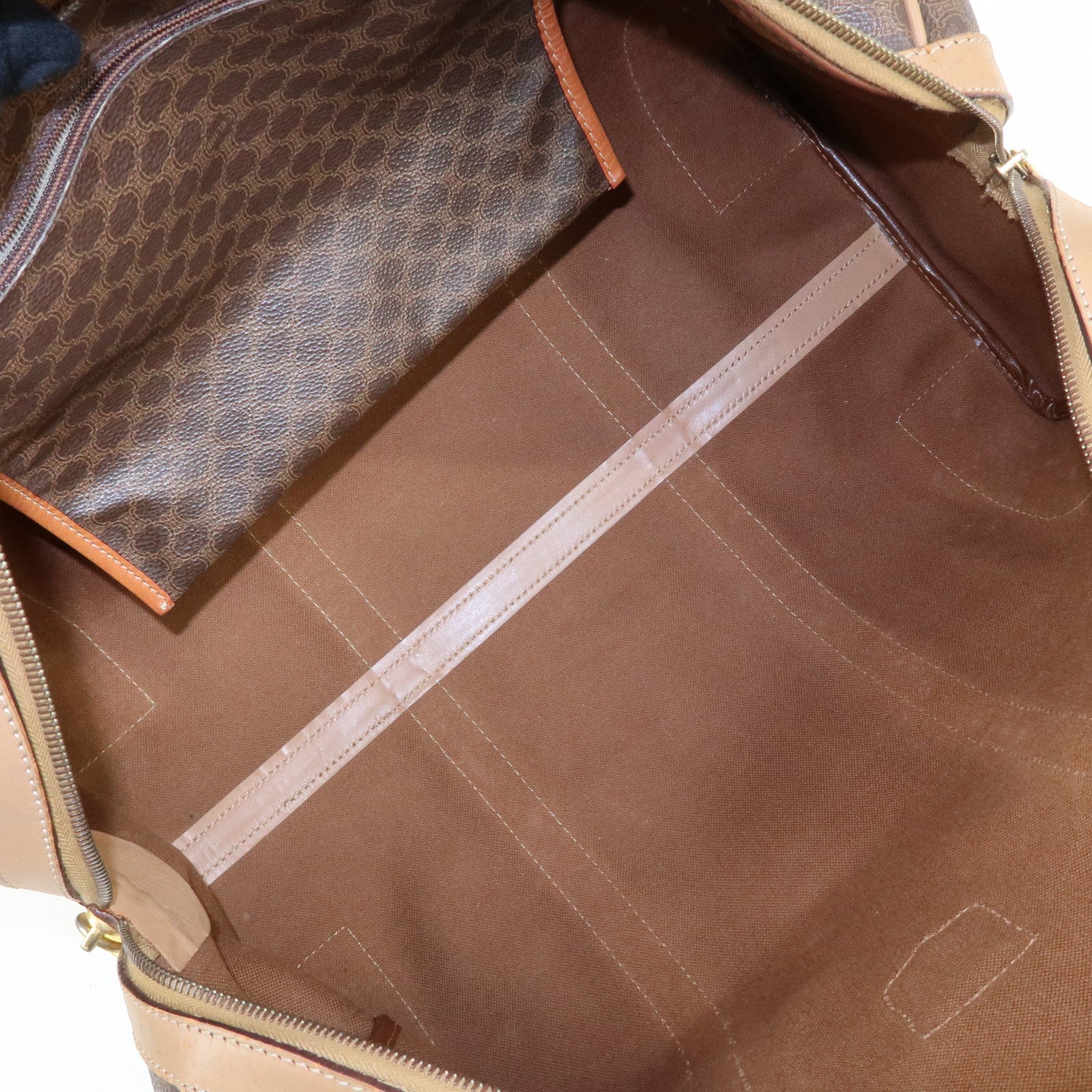 CELINE Macadam PVC Leather Boston Bag Hand Bag Brown