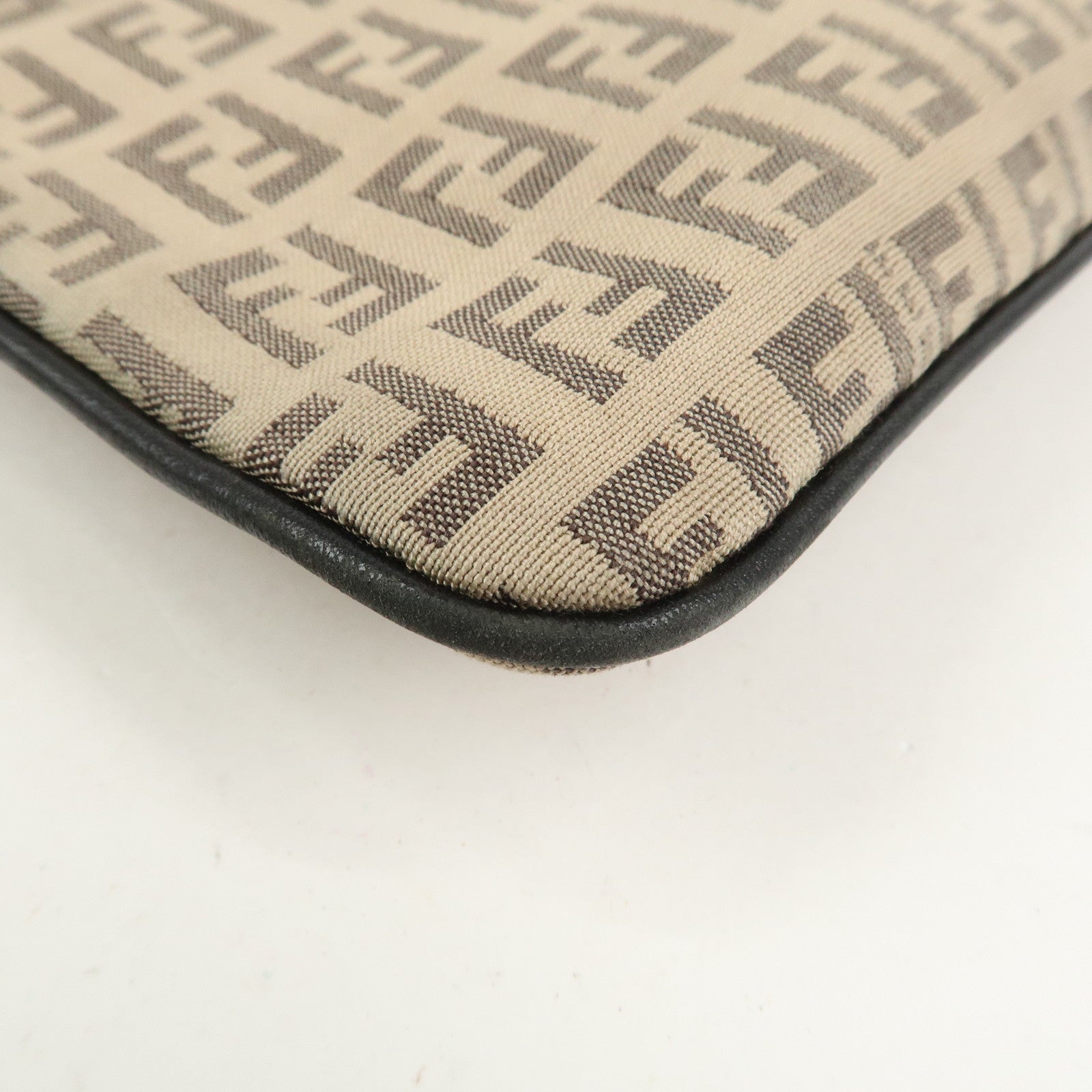 FENDI Zucchino Canvas Leather Shoulder Bag Crossbody Bag 8BT047