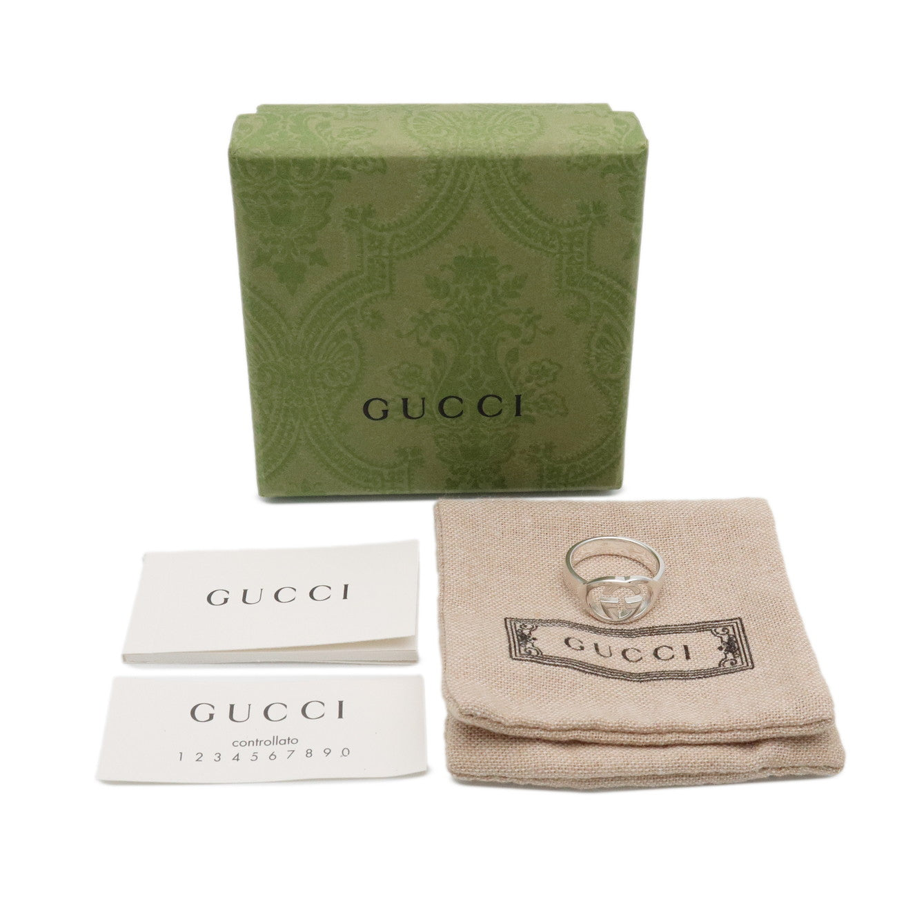 GUCCI Interlocking G Ring SV925 Silver #17 US8 EU57 HK17