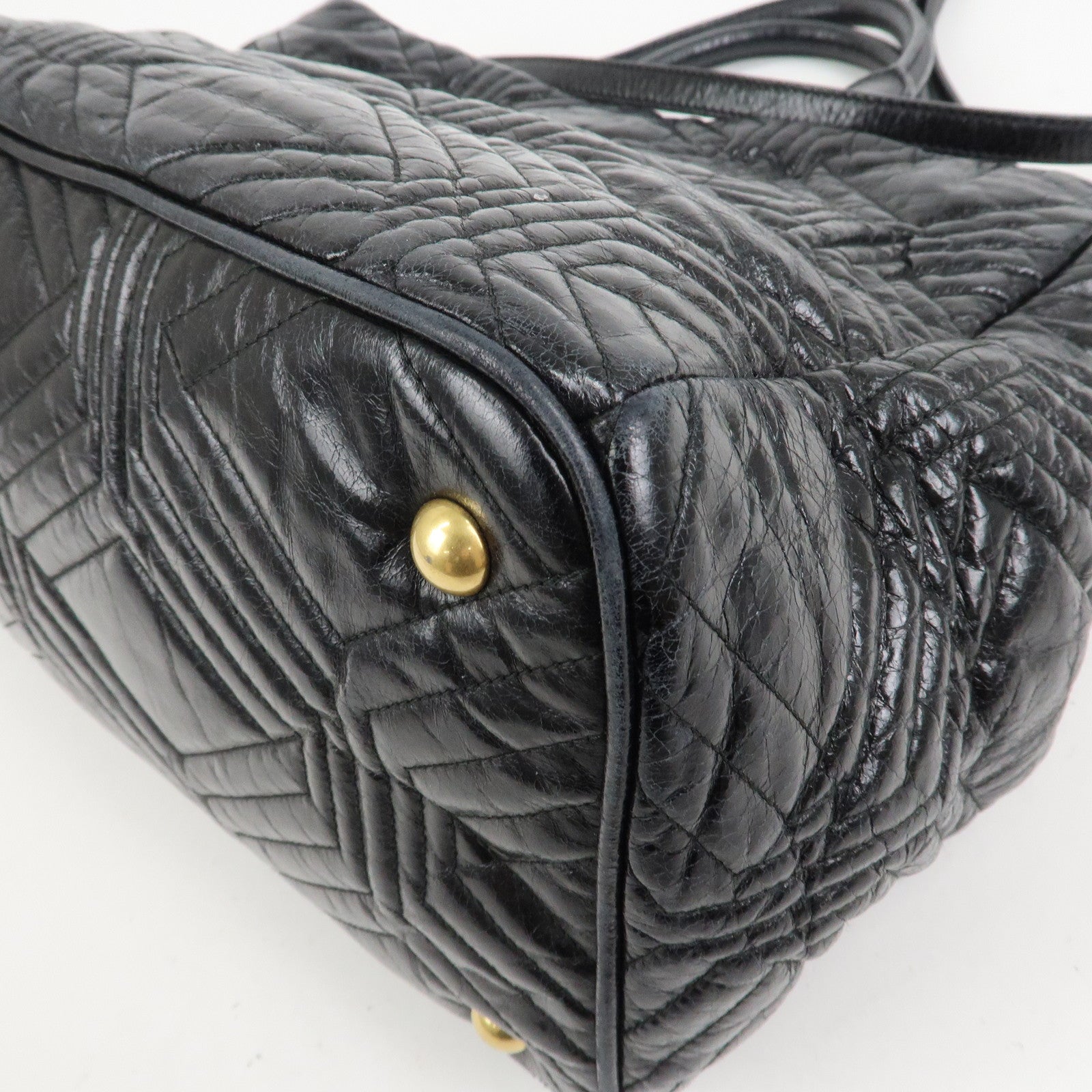 MIU MIU Leather 2Way Shoulder Bag Hand Bag Tote Bag Black