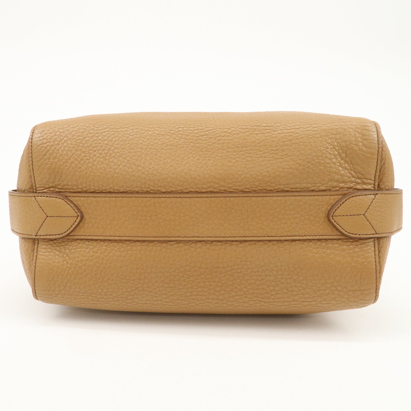 PRADA Triangle Logo Leather 2Way Bag Boston Bag Hand Bag Brown 1BB031 Used