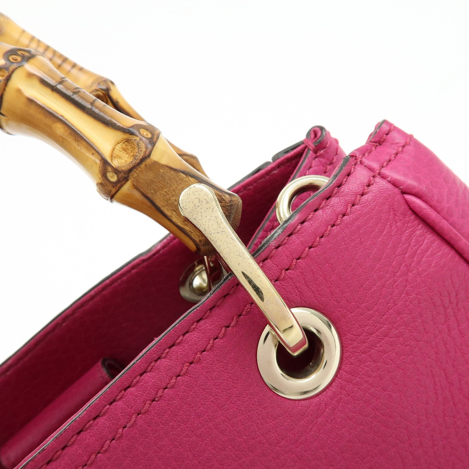 GUCCI Bamboo Leather 2Way Bag Hand Bag Shoulder Bag Pink 336032