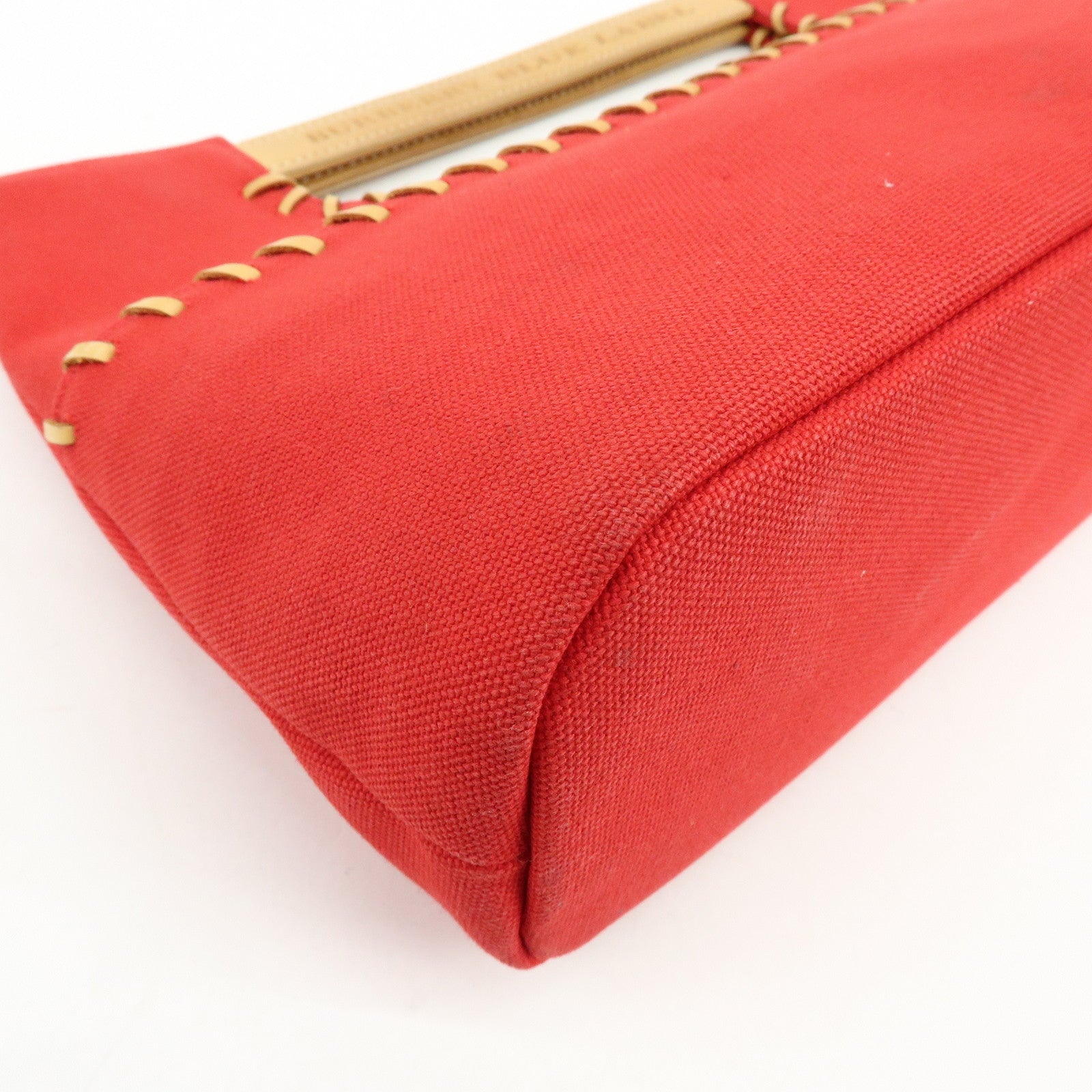 BURBERRY Blue Label Cotton Leather Hand Bag Tote Bag Red