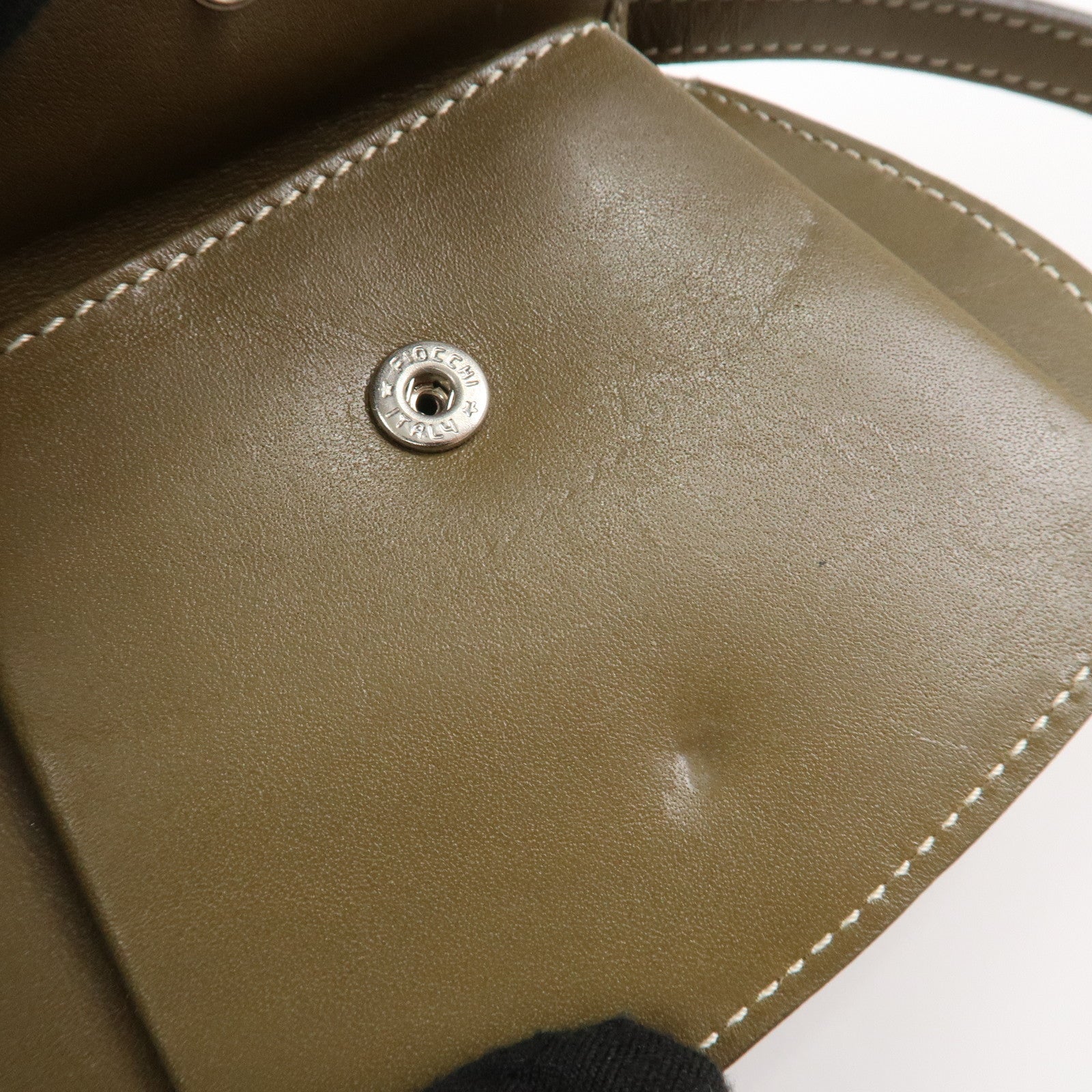 CELINE C Macadam Canvas Leather Shoulder Pouch Khaki