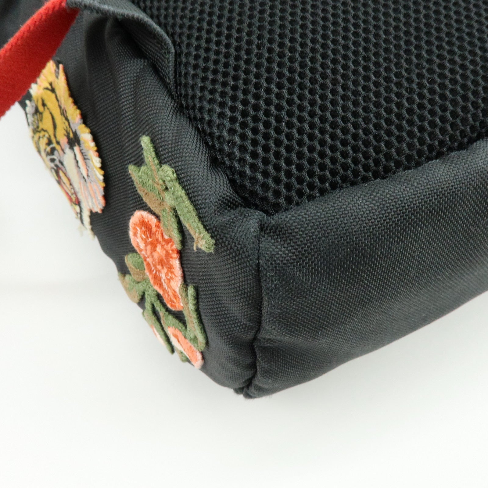 GUCCI Sherry Cat Head Embroidery Tiger Canvas Backpack Black 450982