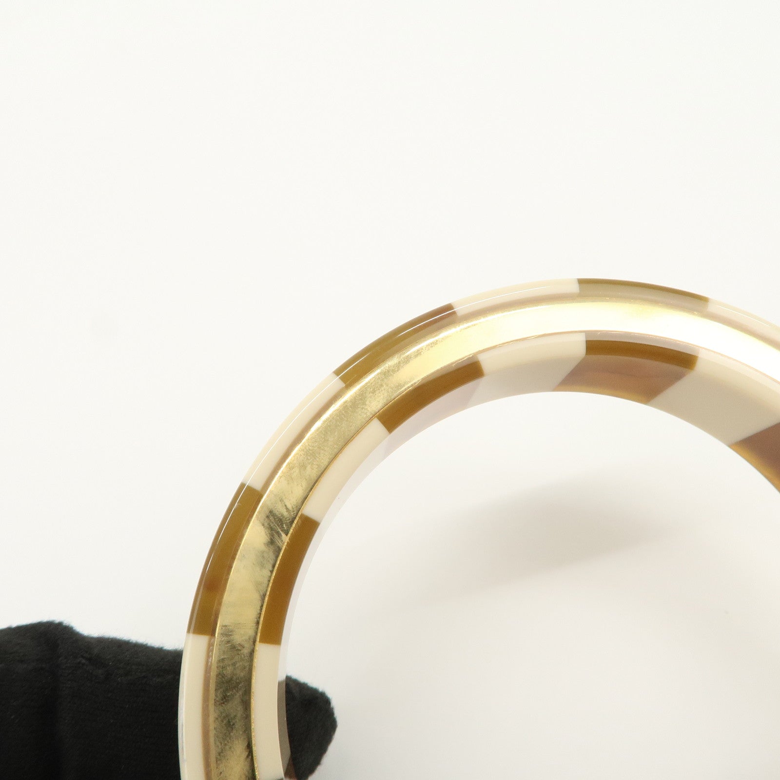 Louis Vuitton Plastic Bracelet Bangle Ivory Gold MP1418
