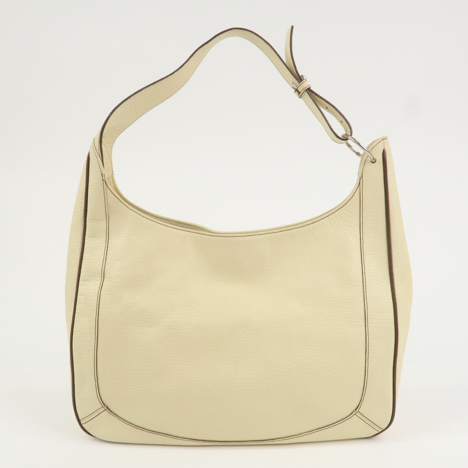 LOEWE Logo Leather Shoulder Bag Hand Bag Ivory