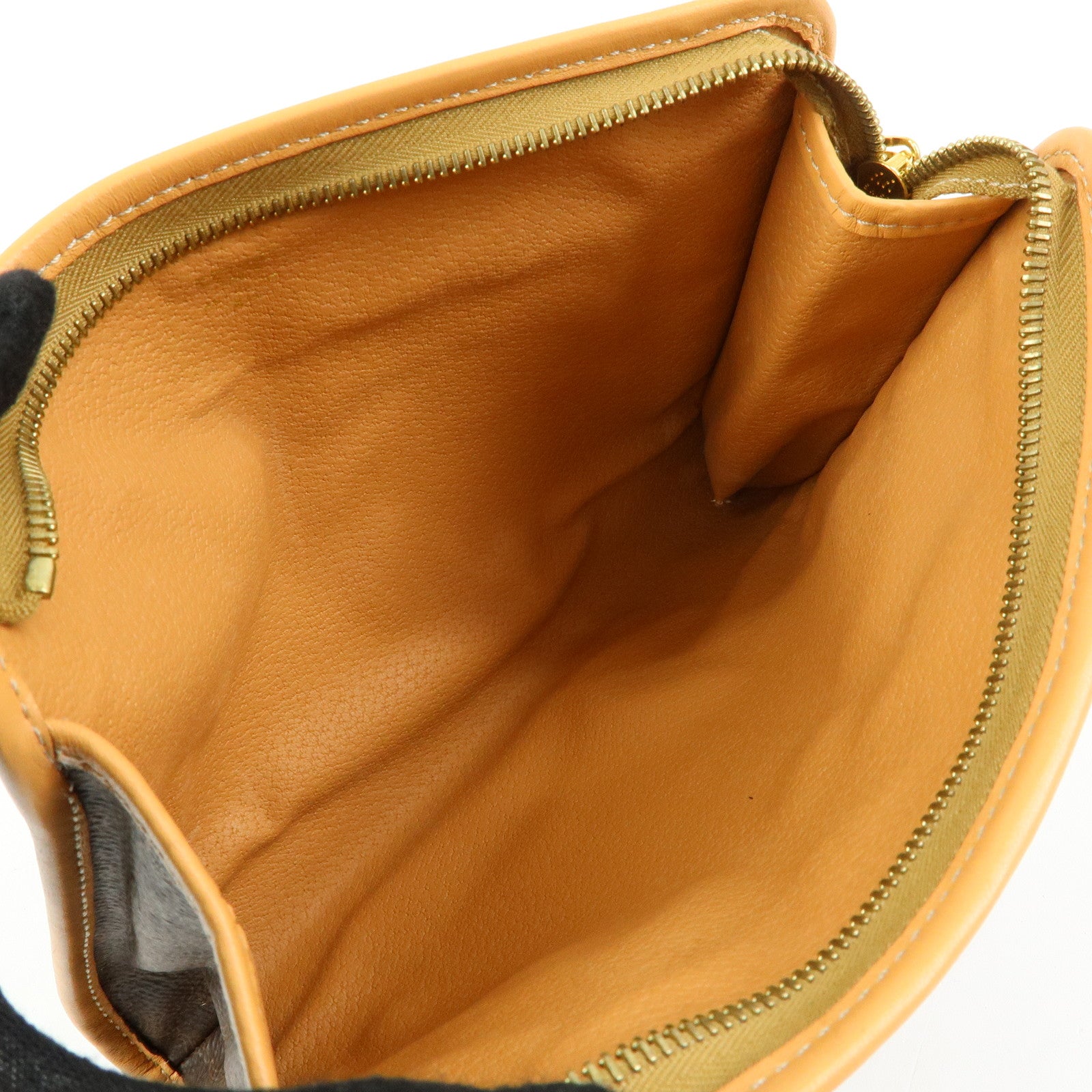 CELINE Macadam PVC Coated Canvas Leather Clutch Bag Pouch Brown