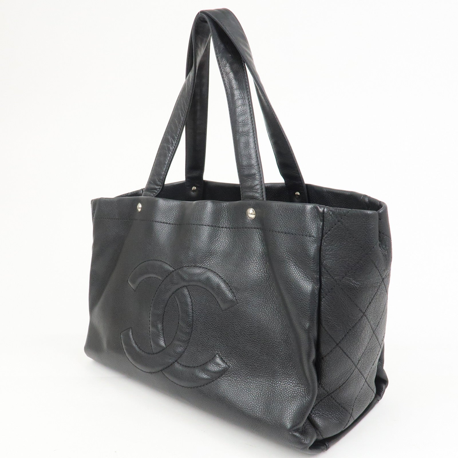 CHANEL COCO Mark Caviarskin Tote Bag Shoulder Bag Black A46566