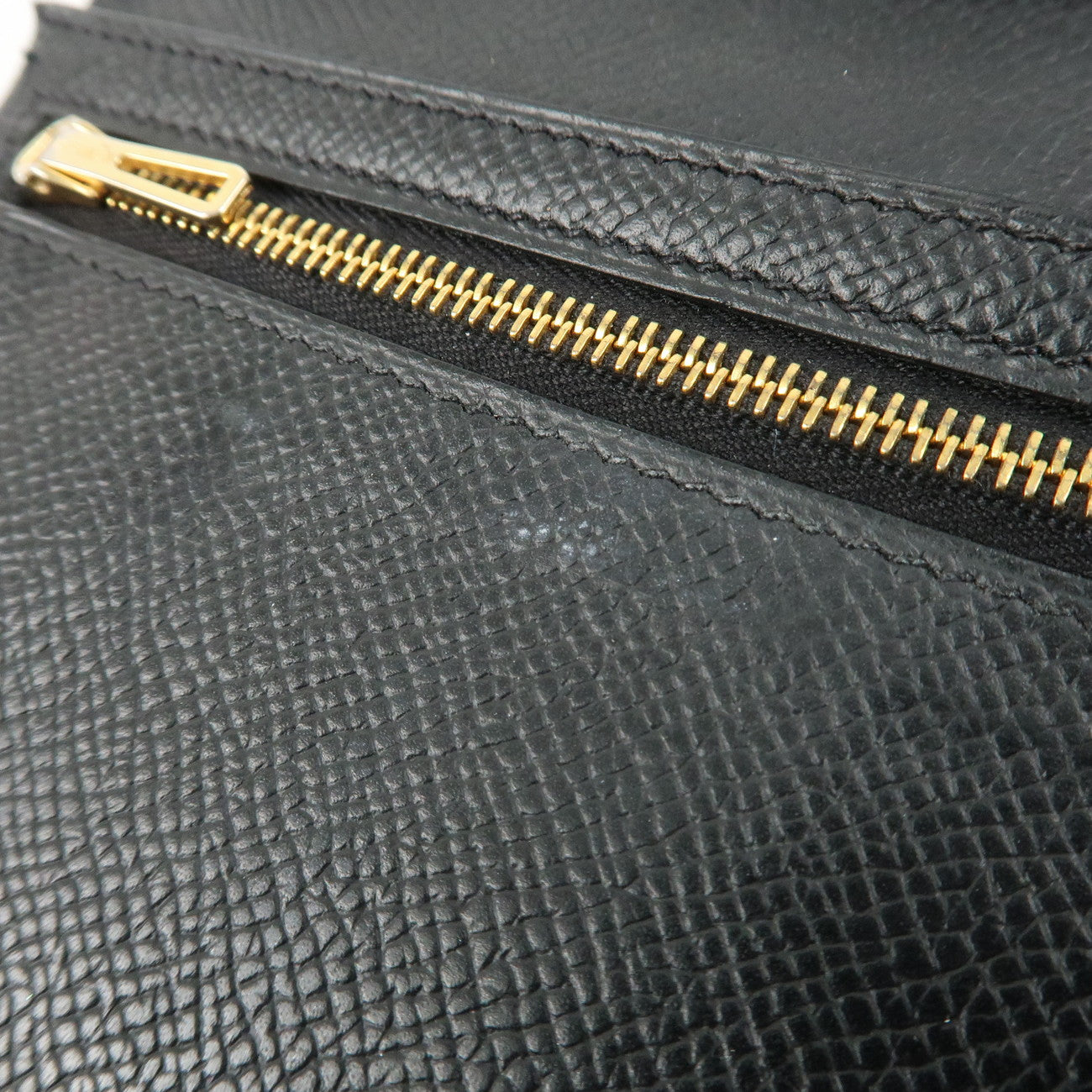 HERMES Epson Bearn Soufflet Long Wallet C Stamped Black Used