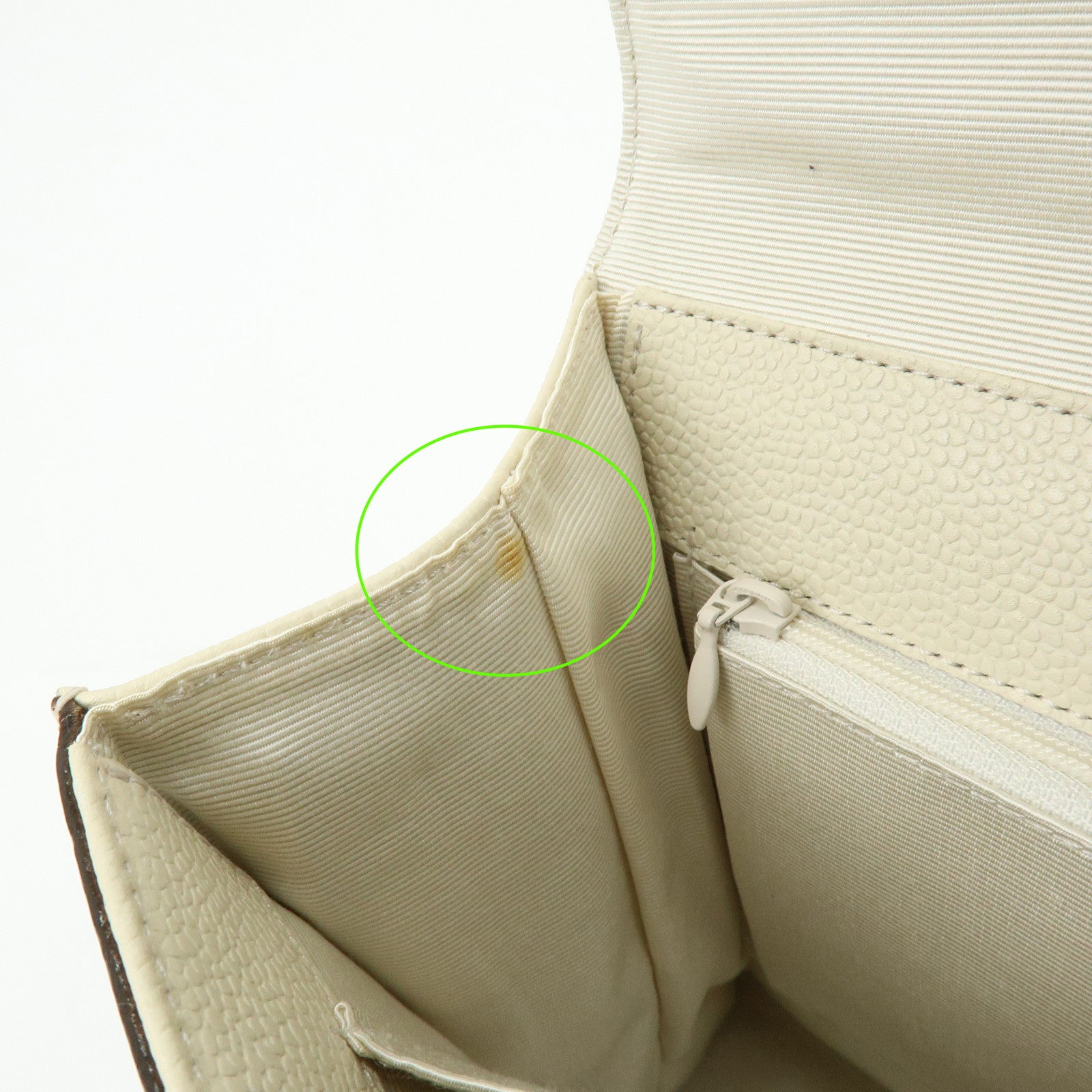 VALENTINO GARAVANI V Logo Leather Hand Bag Ivory
