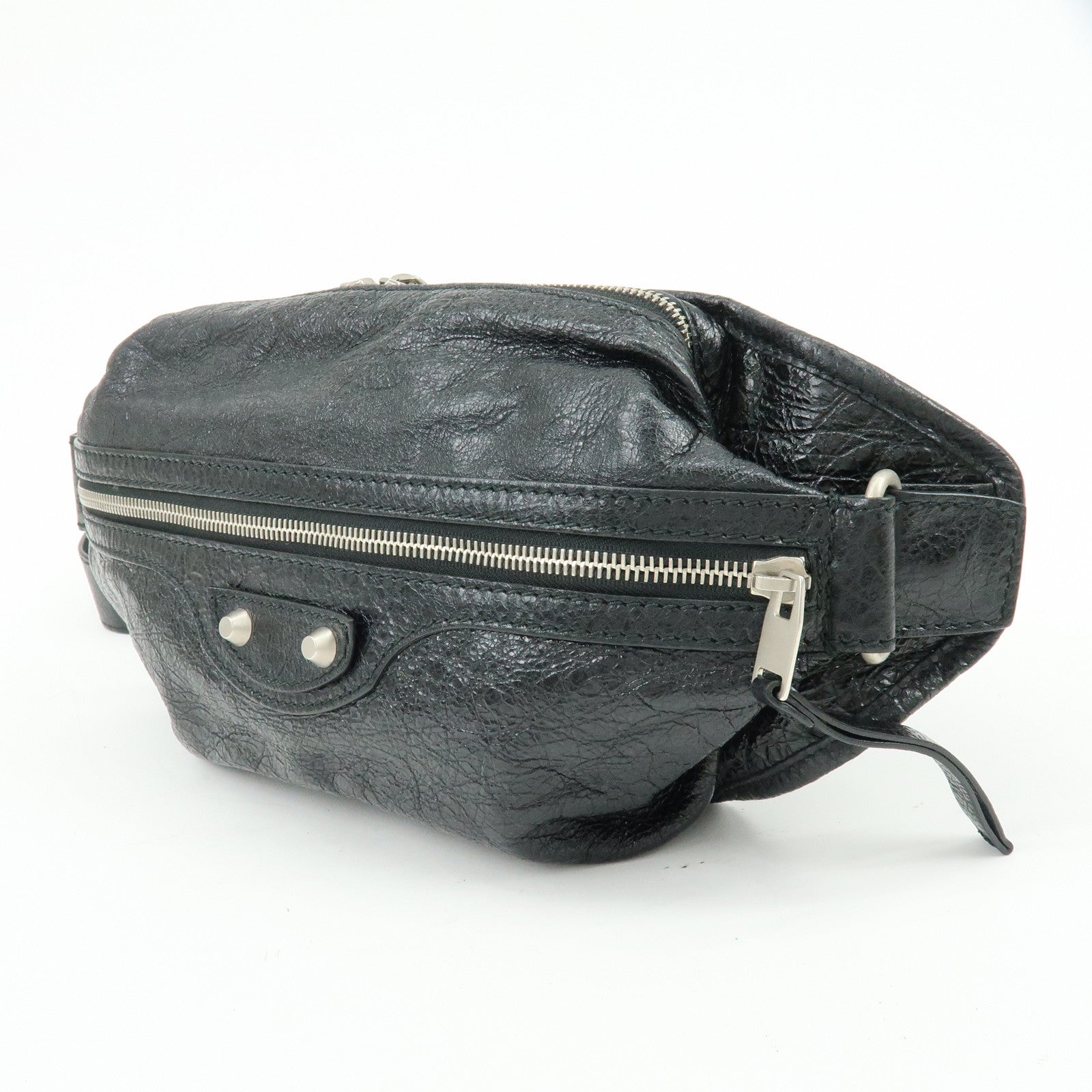 BALENCIAGA Neo Lift Leather Waist Bag Body Bag Black 542013
