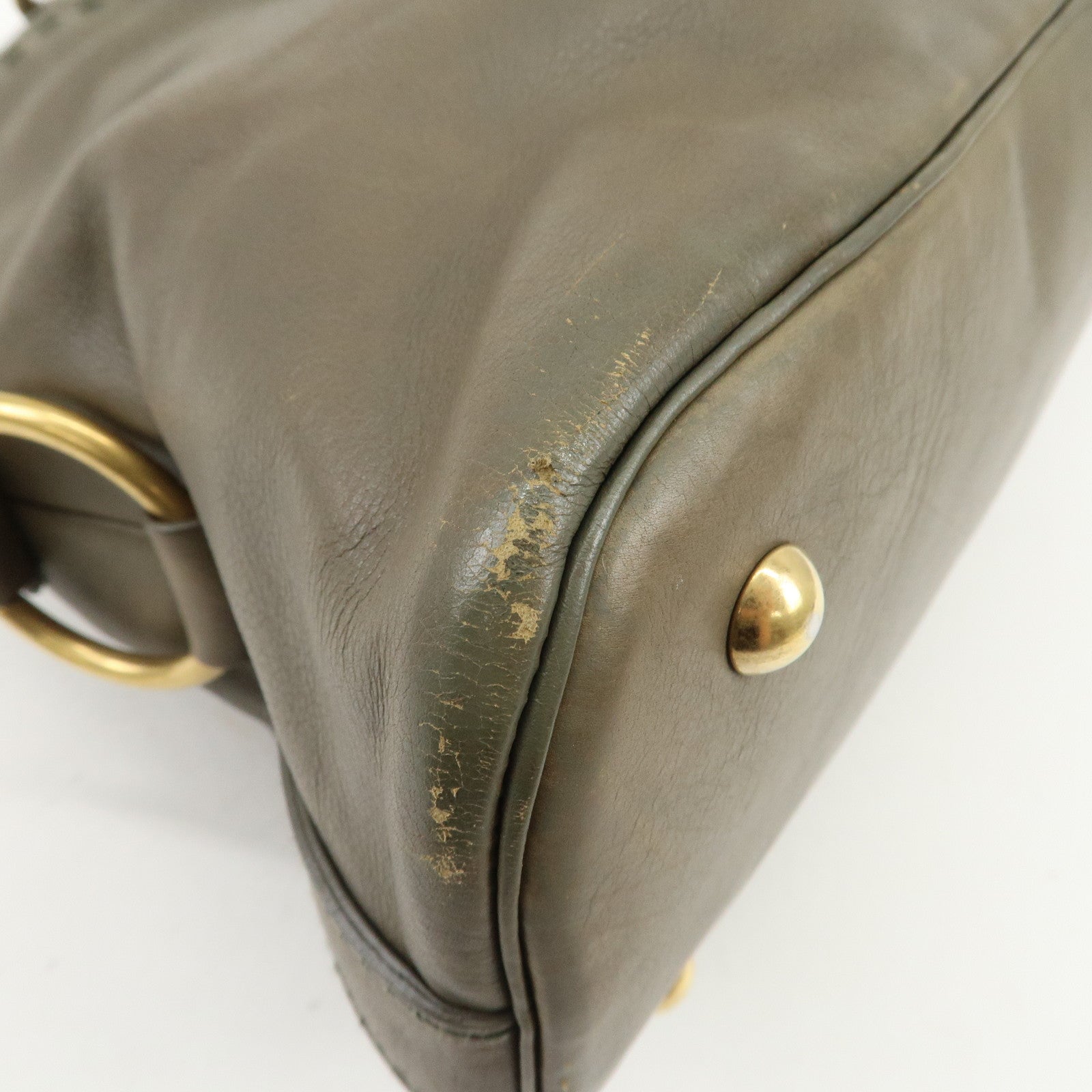 SAINT LAURENT PARIS Muse Leather Shoulder Bag Khaki 156464