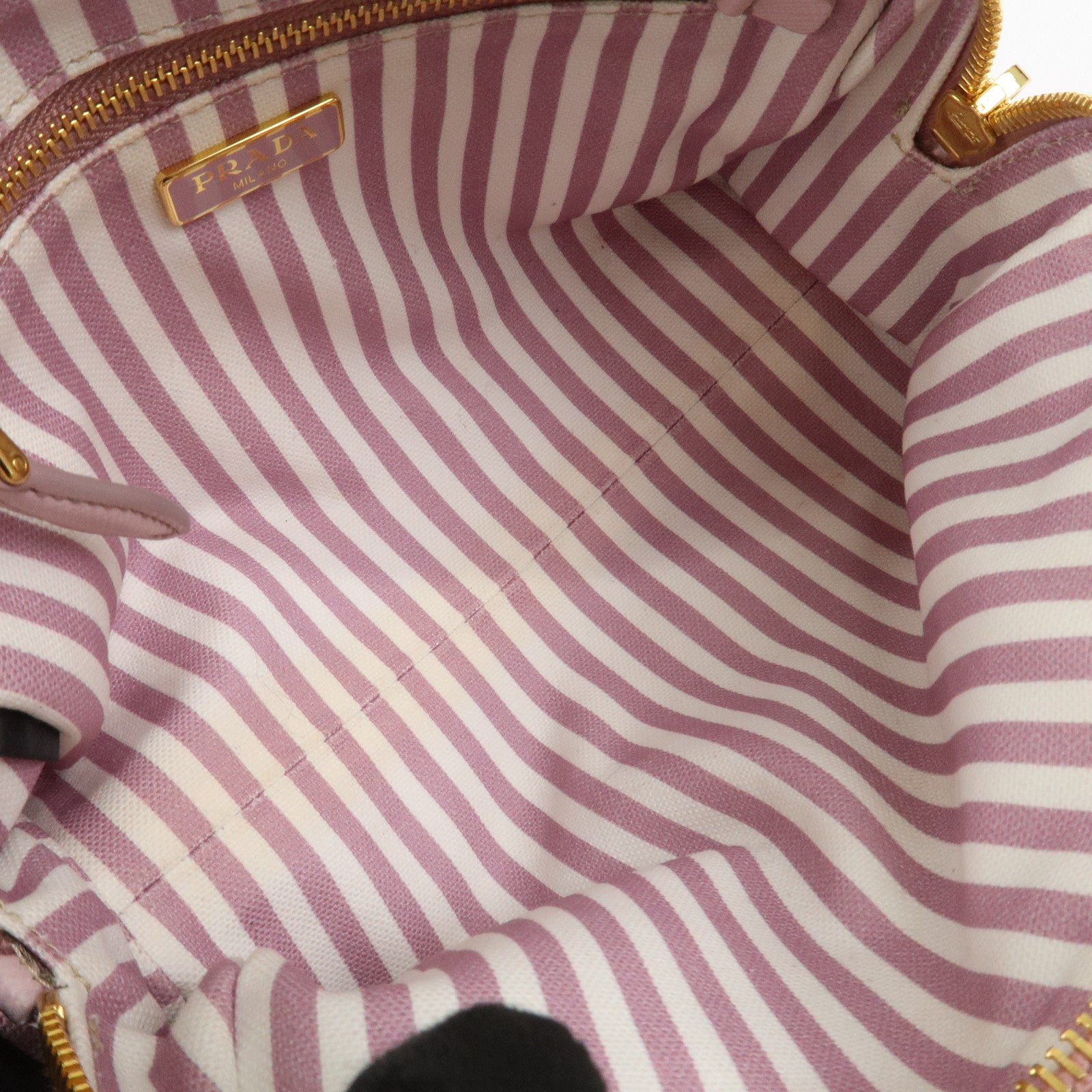 PRADA Logo Canapa Canvas Cosmetic Pouch Makeup Bag Pink 1NA693