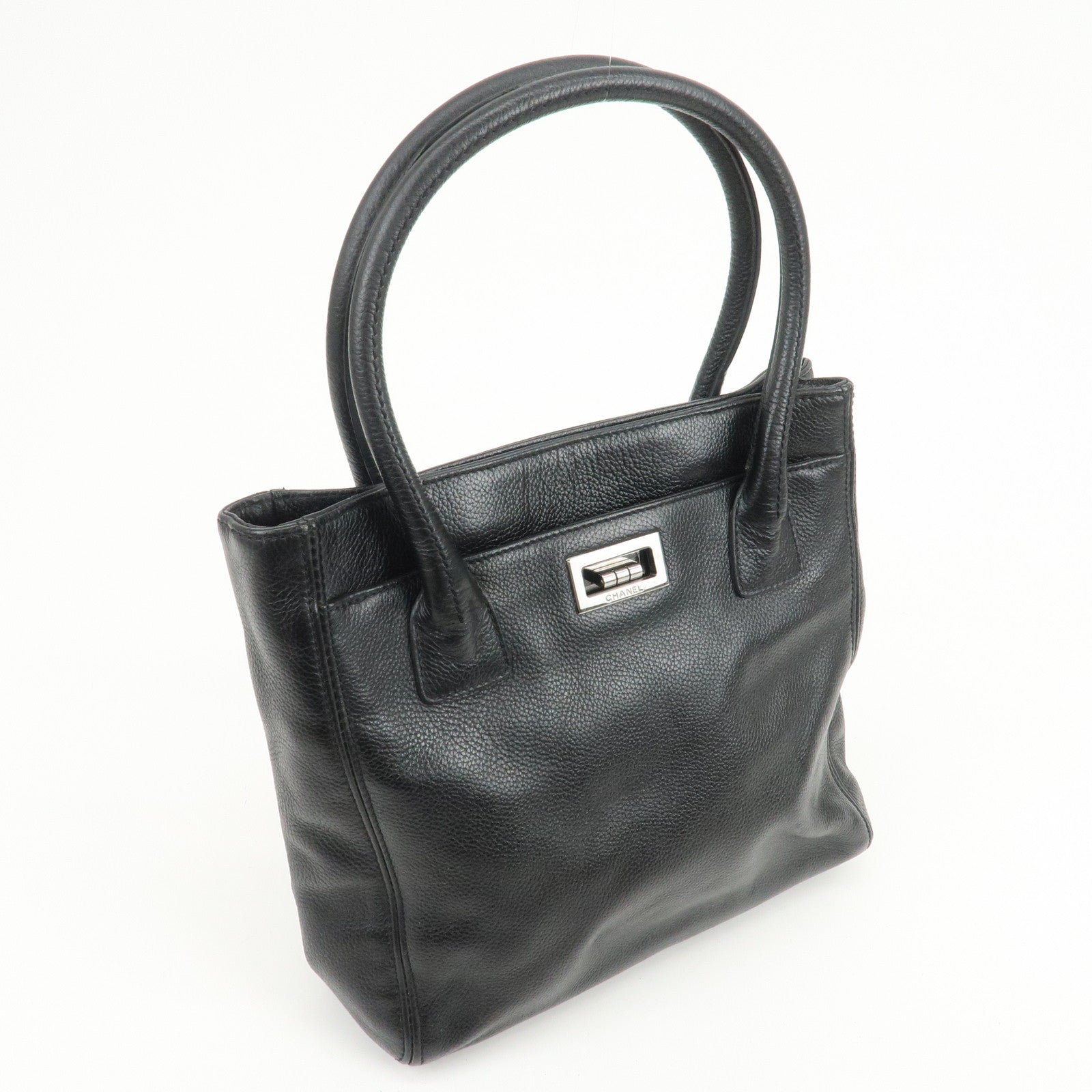 CHANEL 2.55 Caviarskin Executive Tote Bag Hand Bag Black