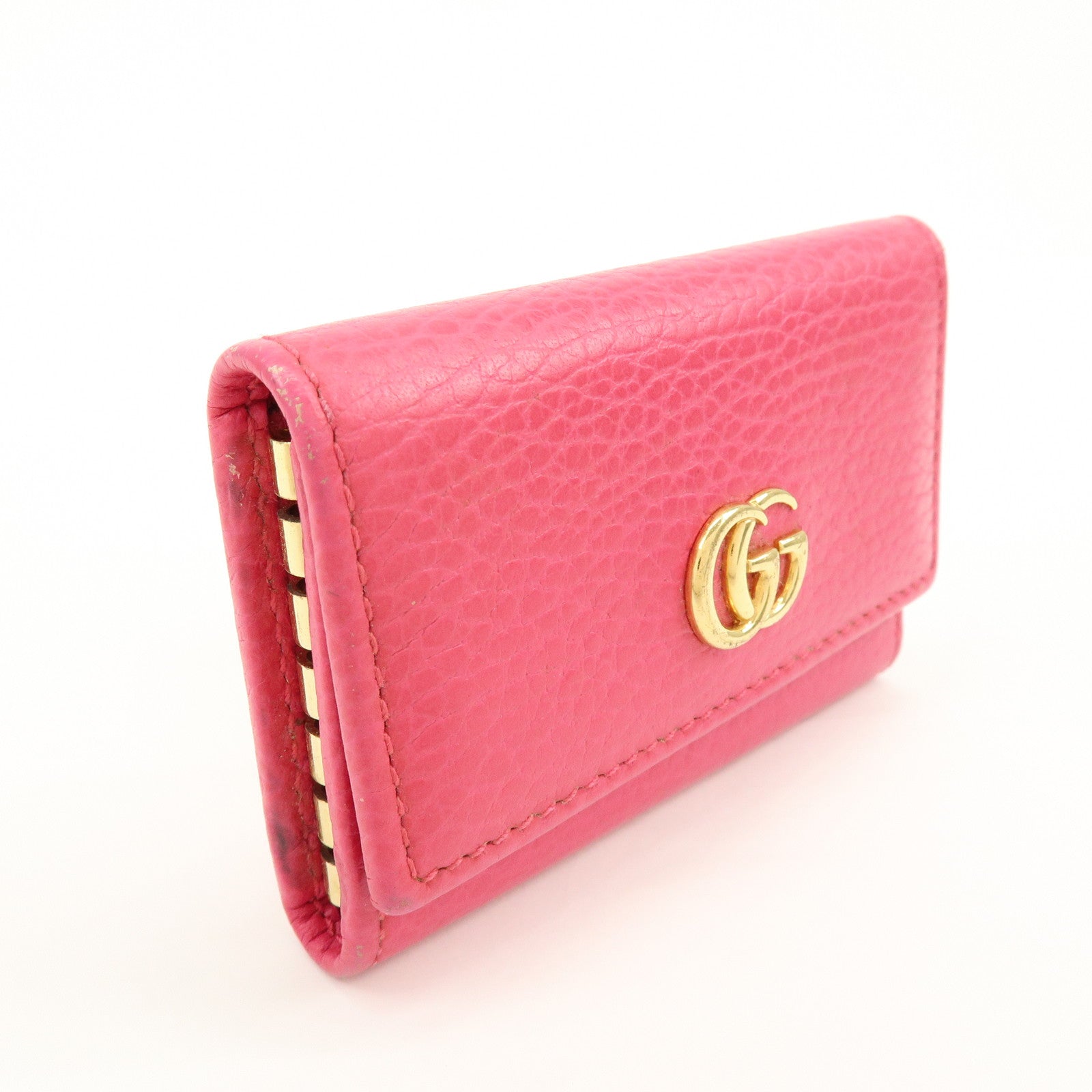 GUCCI GG Marmont Leather 6 Rings Key Case Key Holder Pink 456118