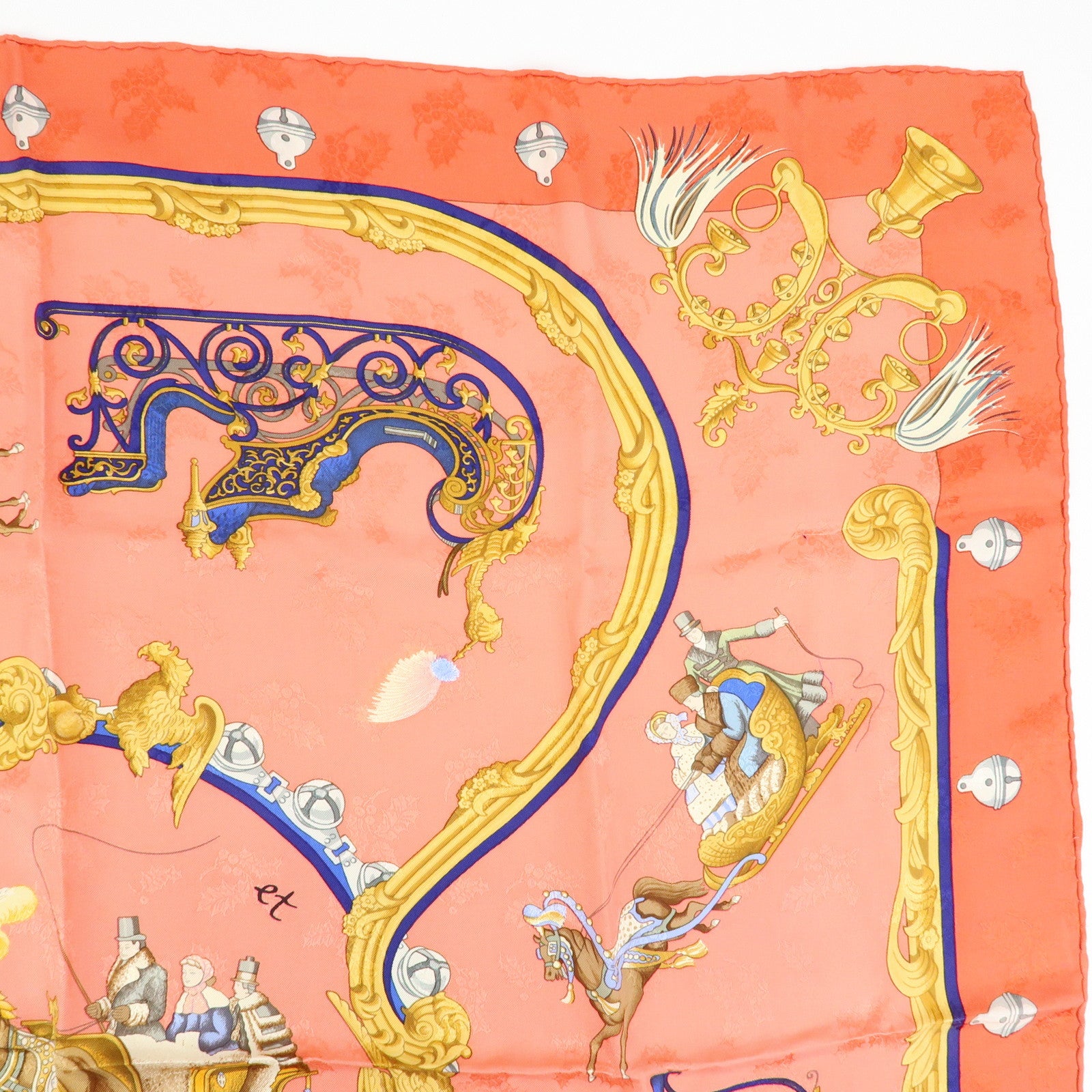 HERMES Carre 90 Set of 2 Silk 100% Scarf Pink Yellow Green