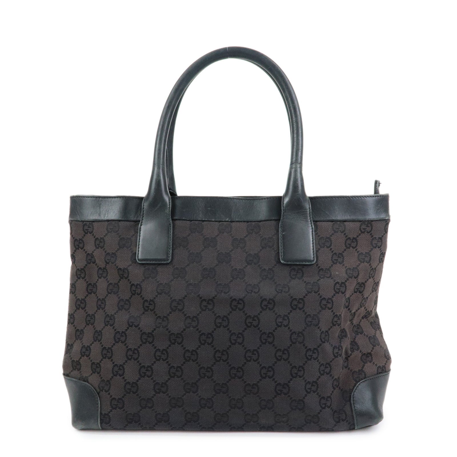 GUCCI GG Canvas Leather Tote Bag Hand Bag Black 002・1119・1705