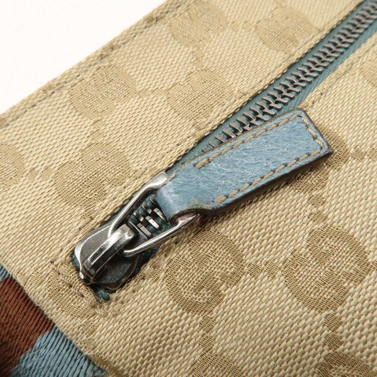 GUCCI GG Canvas Leather Waist Bag Crossbody Bag Light Blue 28566