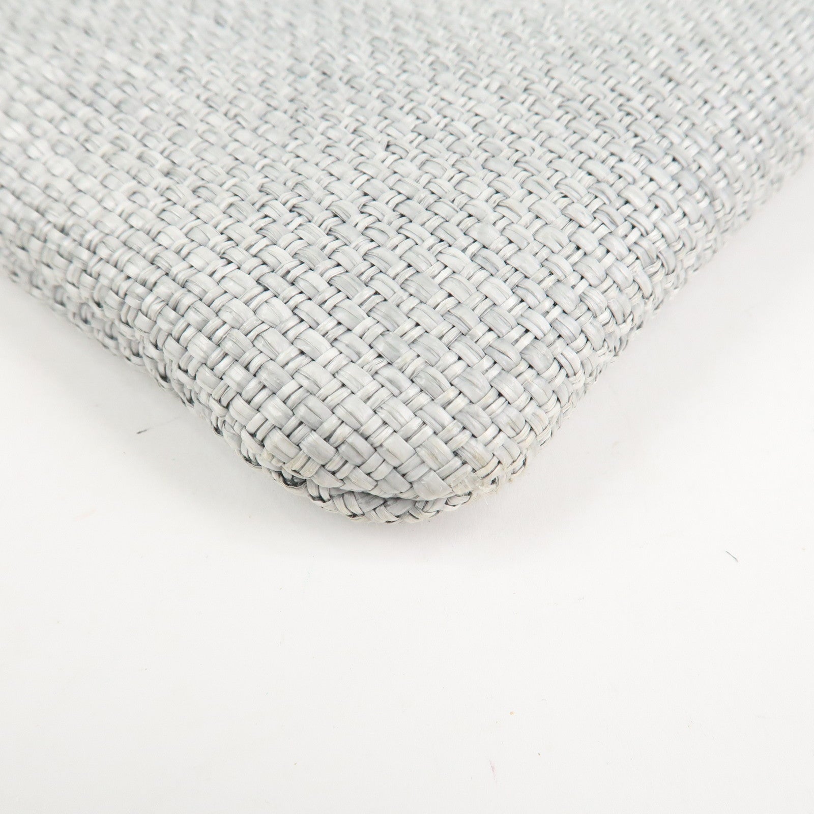 CHANEL Deauville Nylon Canvas Pouch Clutch Bag Light Gray A80118