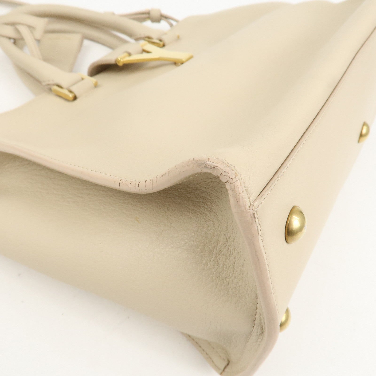 SAINT LAURENT PARIS Leather Petit Cabas Y 2WAY Bag Beige 311210