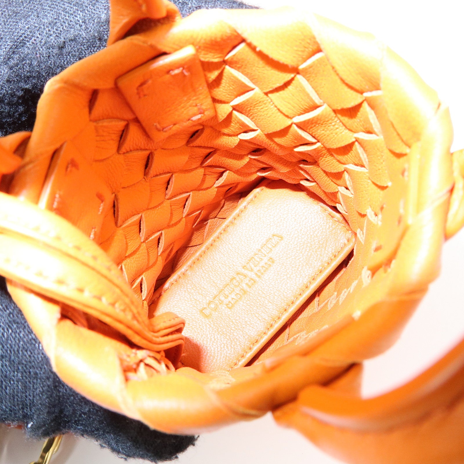 BOTTEGA VENETA Intrecciato Leather Bag Charm Orange 577778