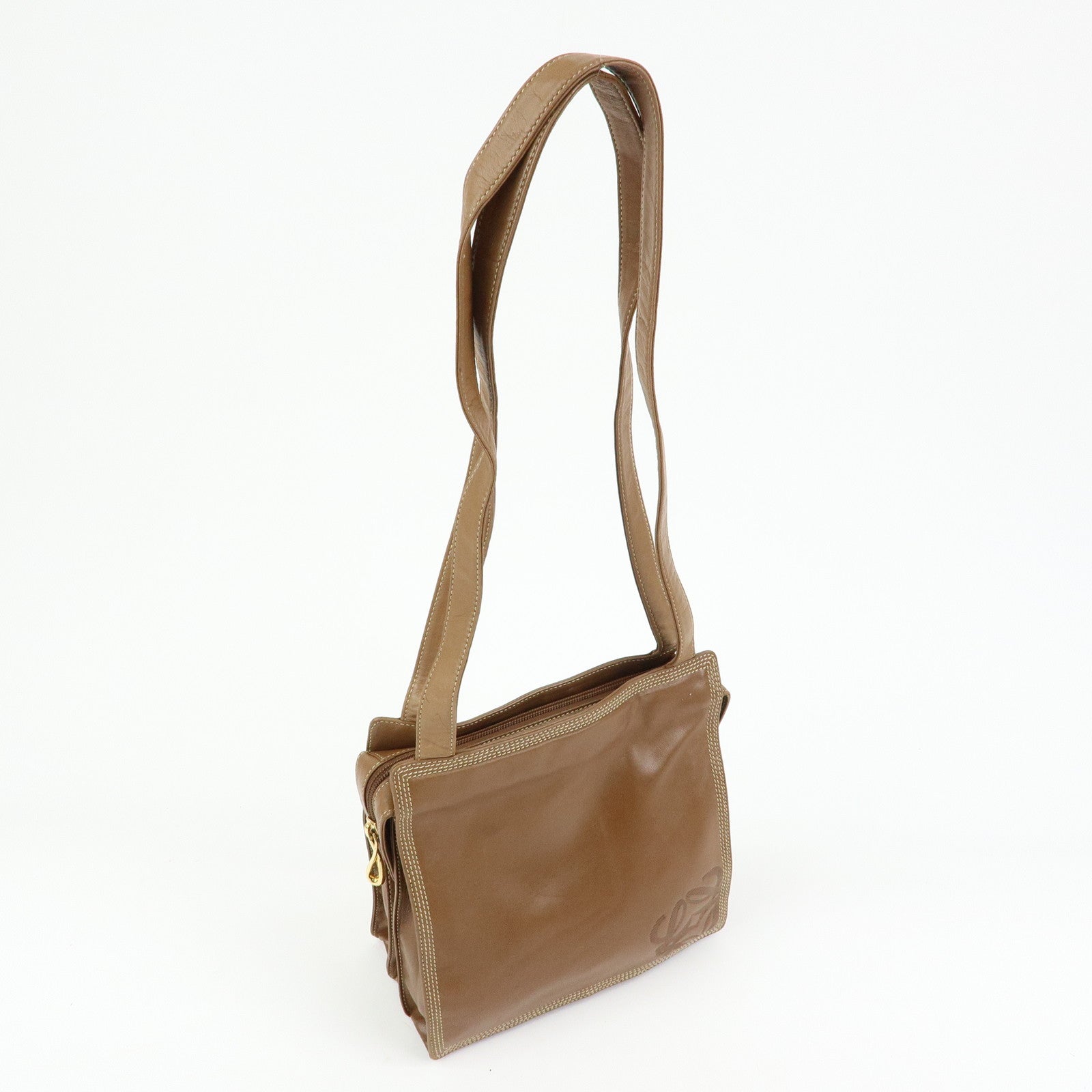 LOEWE Anagram Nappa Leather Shoulder Bag Hand Bag Brown