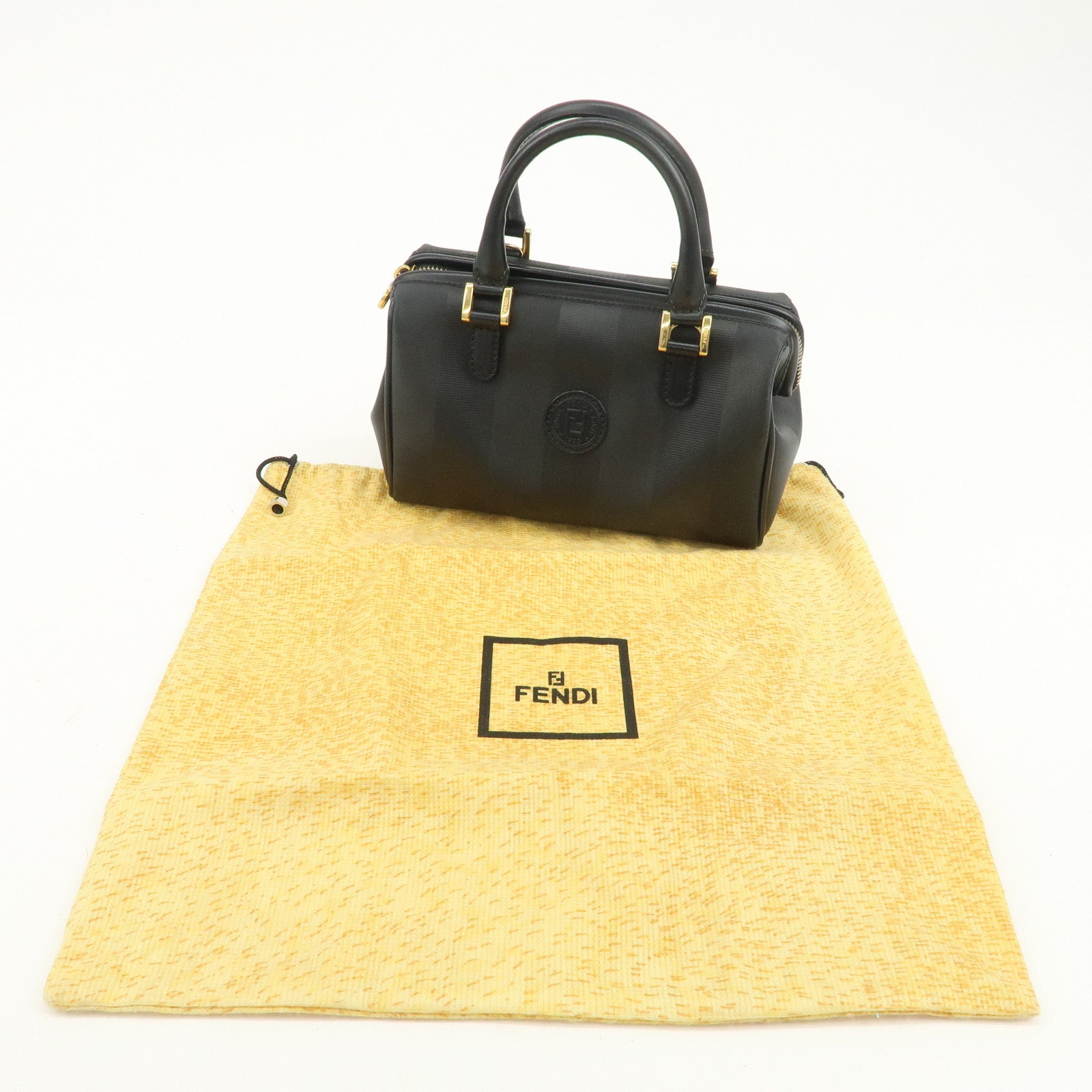 FENDI Pequin PVC Canvas Leather 2Way Boston Bag 259022