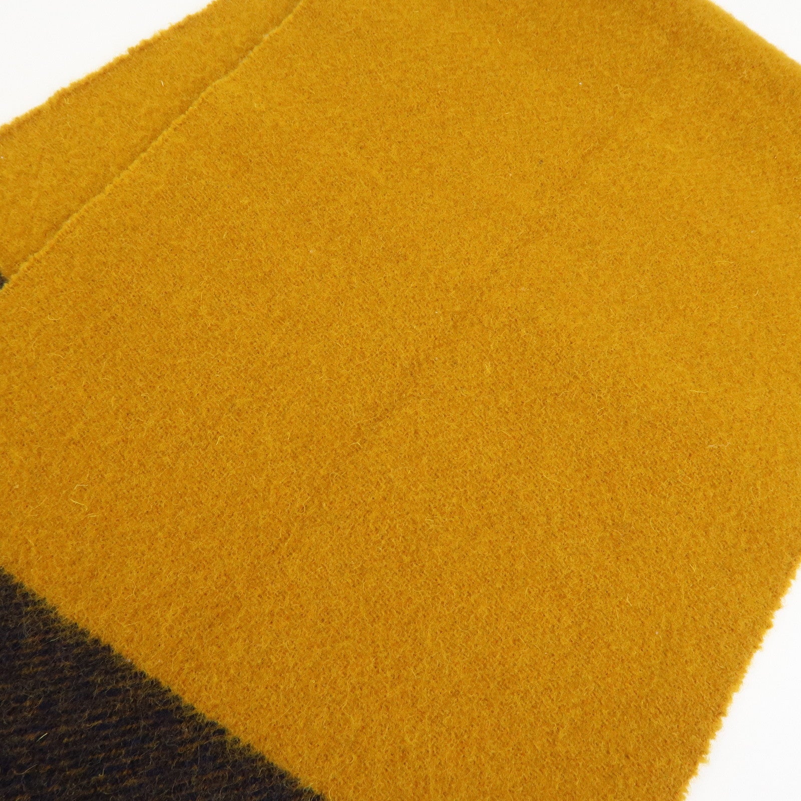 HERMES Rocabar logo Wool 100% Scarf Stole Muffler Yellow