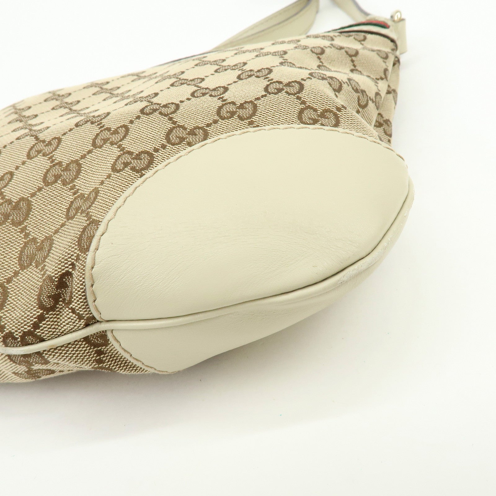GUCCI Mayfair Sherry GG Canvas Leather Shoulder Bag Beige 257065