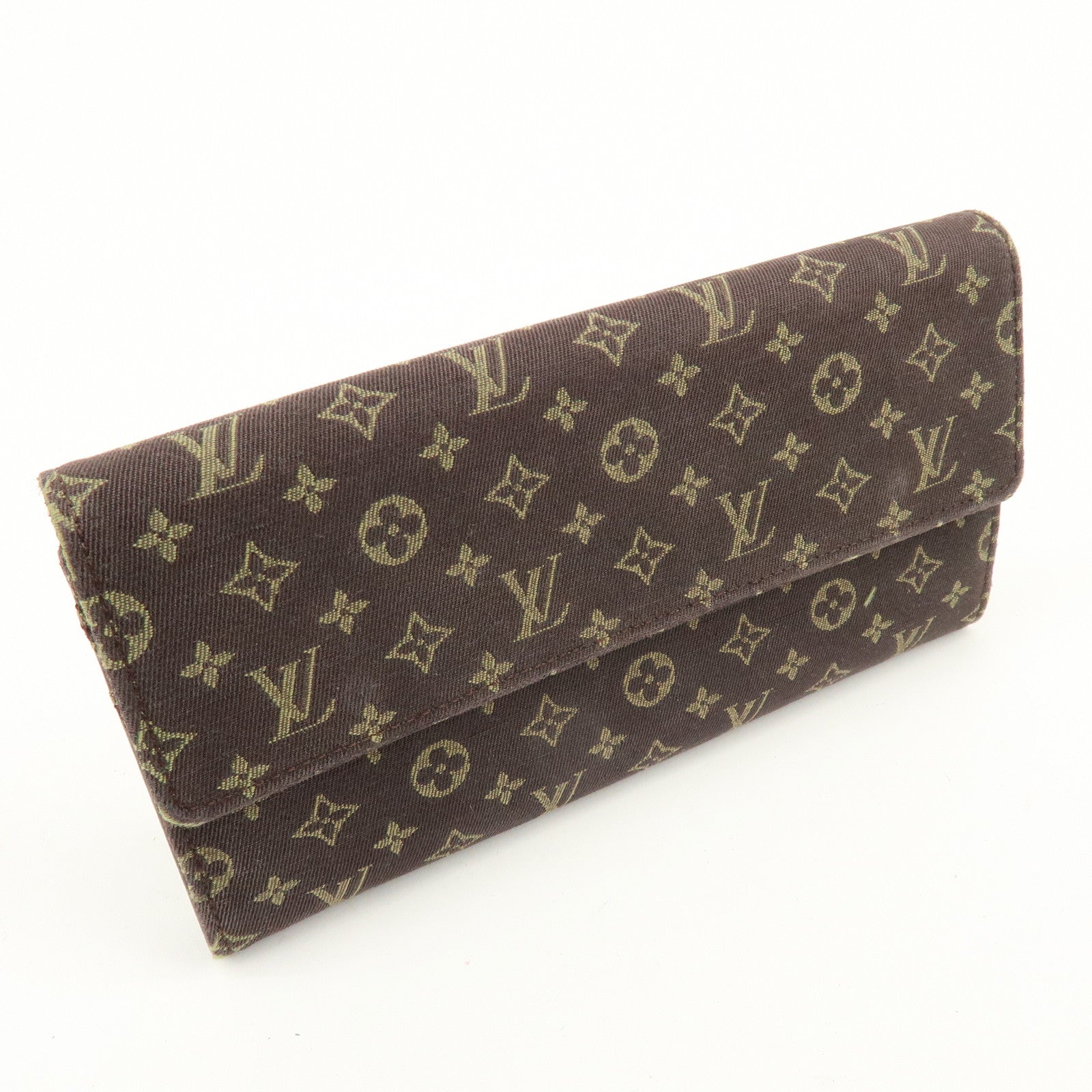 Louis Vuitton Monogram Mini Lin Canvas Long Wallet Brown M95234