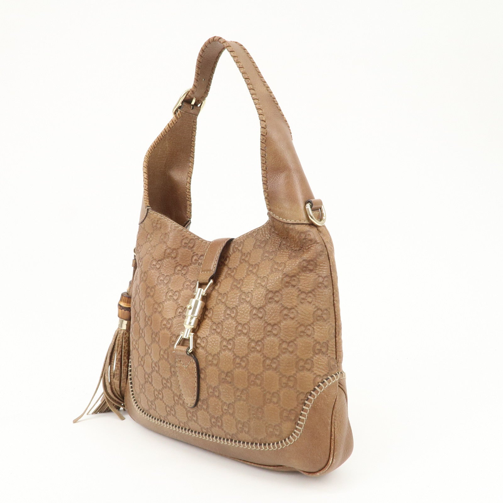 GUCCI Guccissima Bamboo New Jackie Leather 2Way Bag 219725 Used