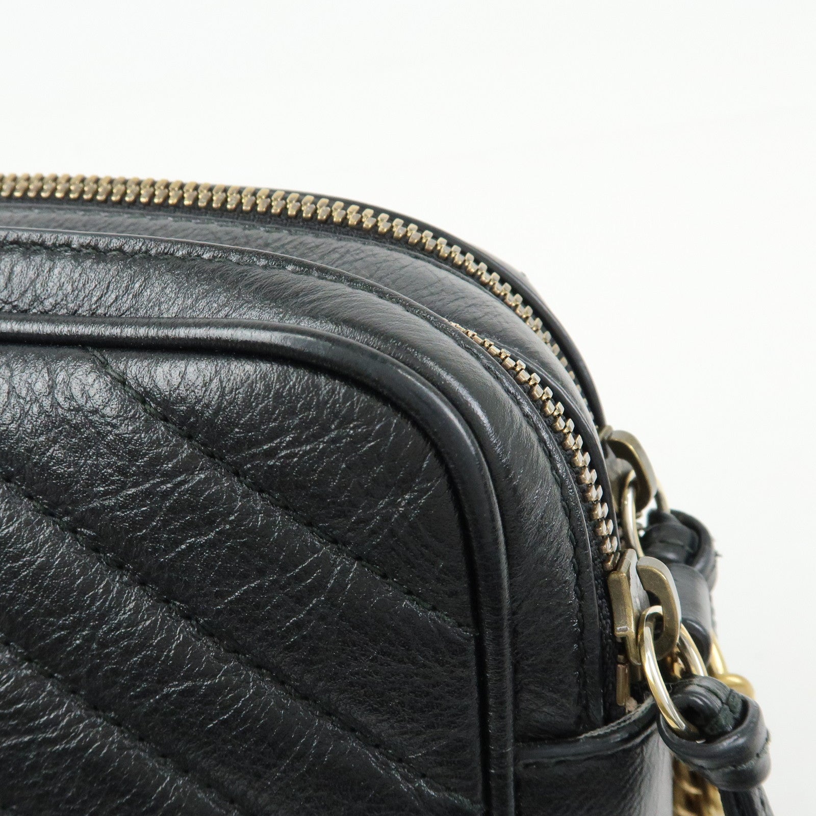 GUCCI GG Marmont Leather Chain Shoulder Crossbody Bag Black 550155
