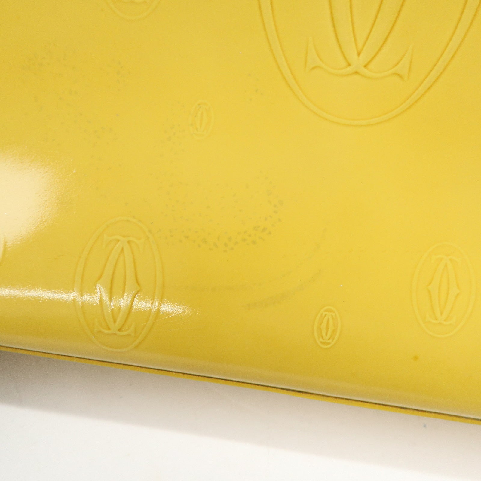 Cartier Happy Birthday Patent Leather Shoulder Bag Hand Bag Yellow