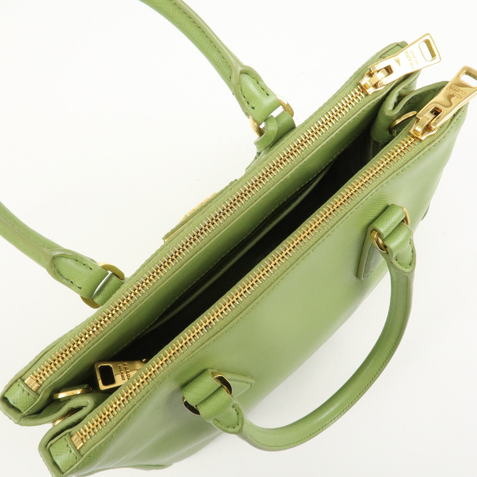 PRADA Galleria 2WAY Bag Hand Bag Shoulder Bag Light Green BN2316