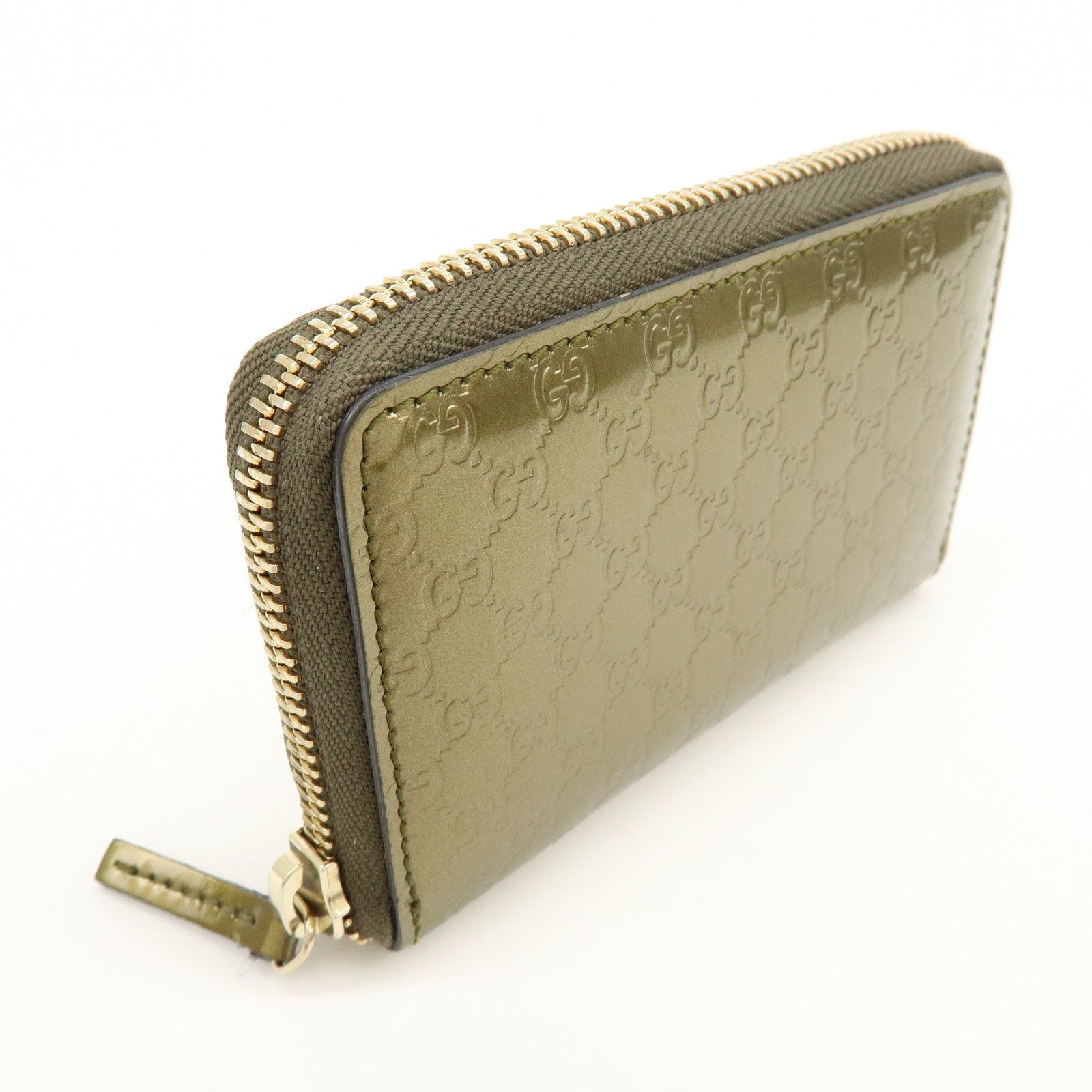 GUCCI Microguccissima Leather Round Zippy Coin Case Khaki 255452