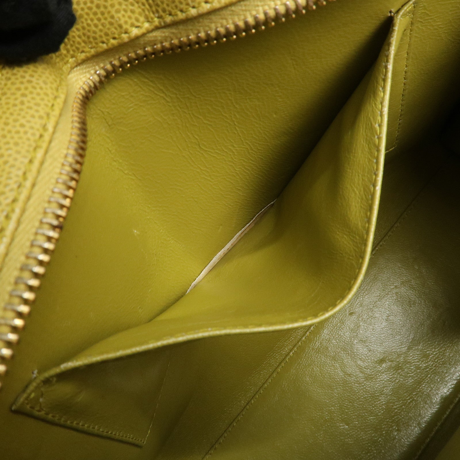 CHANEL COCO Mark Caviaskin Leather Tote Bag Hand Bag Yellow