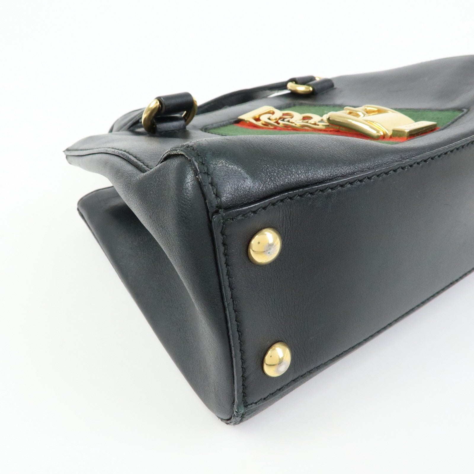 GUCCI Sylvie Sherry Canvas Leather 2Way Shoulder Bag Black 460331