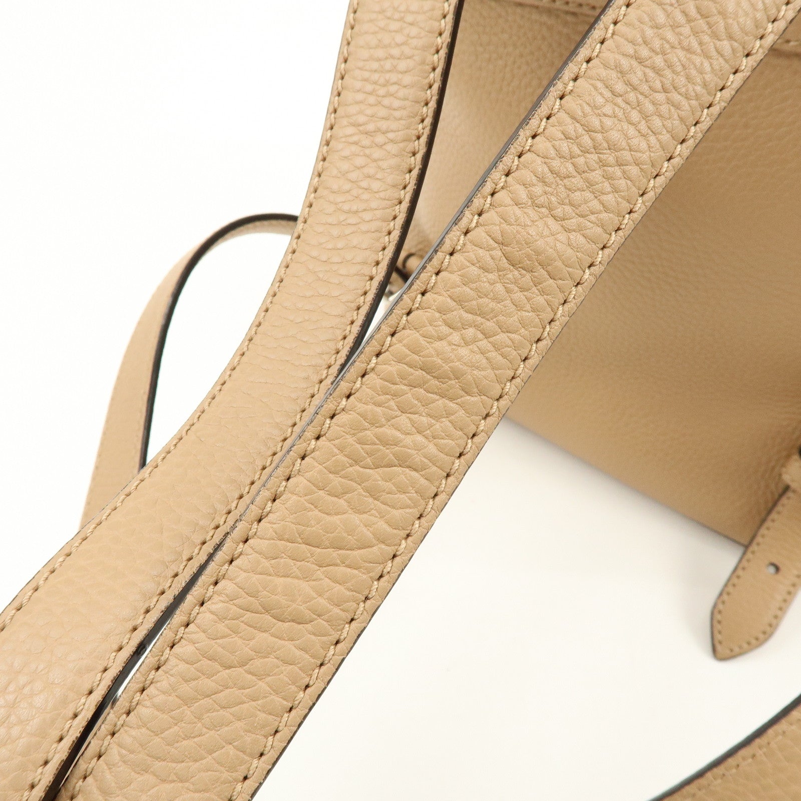 GUCCI Bamboo Tassel Leather Backpack Rucksack Beige 387149