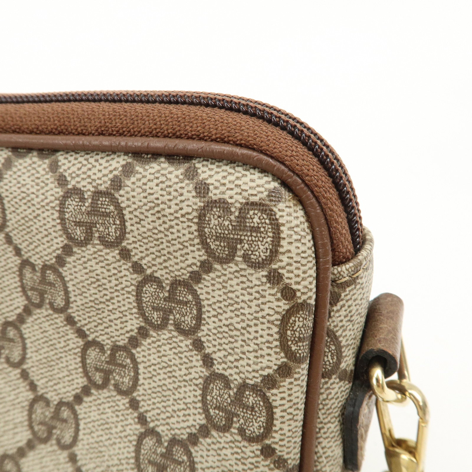 GUCCI Old Gucci GG Plus Leather Shoulder Bag Crossbody Bag Beige Brown Used