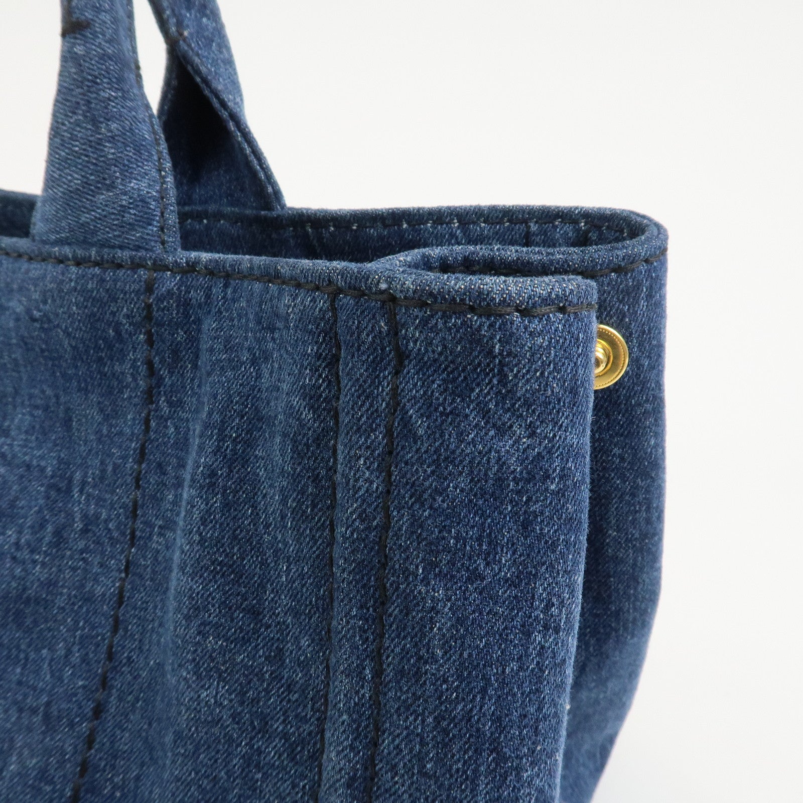 PRADA Denim Canapa Large 2Way Bag Tote Bag Shoulder Bag Navy B1872B