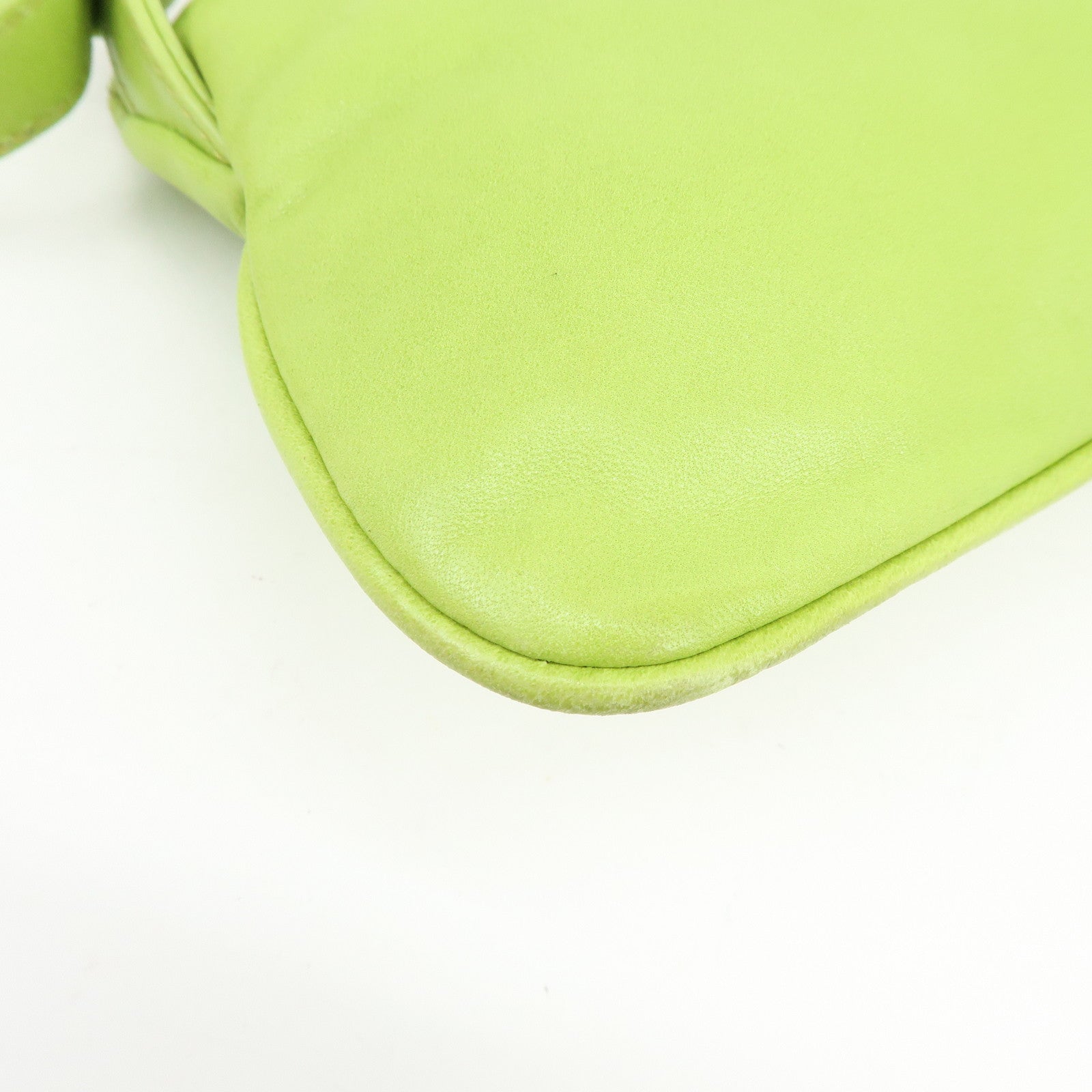 FENDI Leather Shoulder Bag Crossbody Bag Light Green 26685